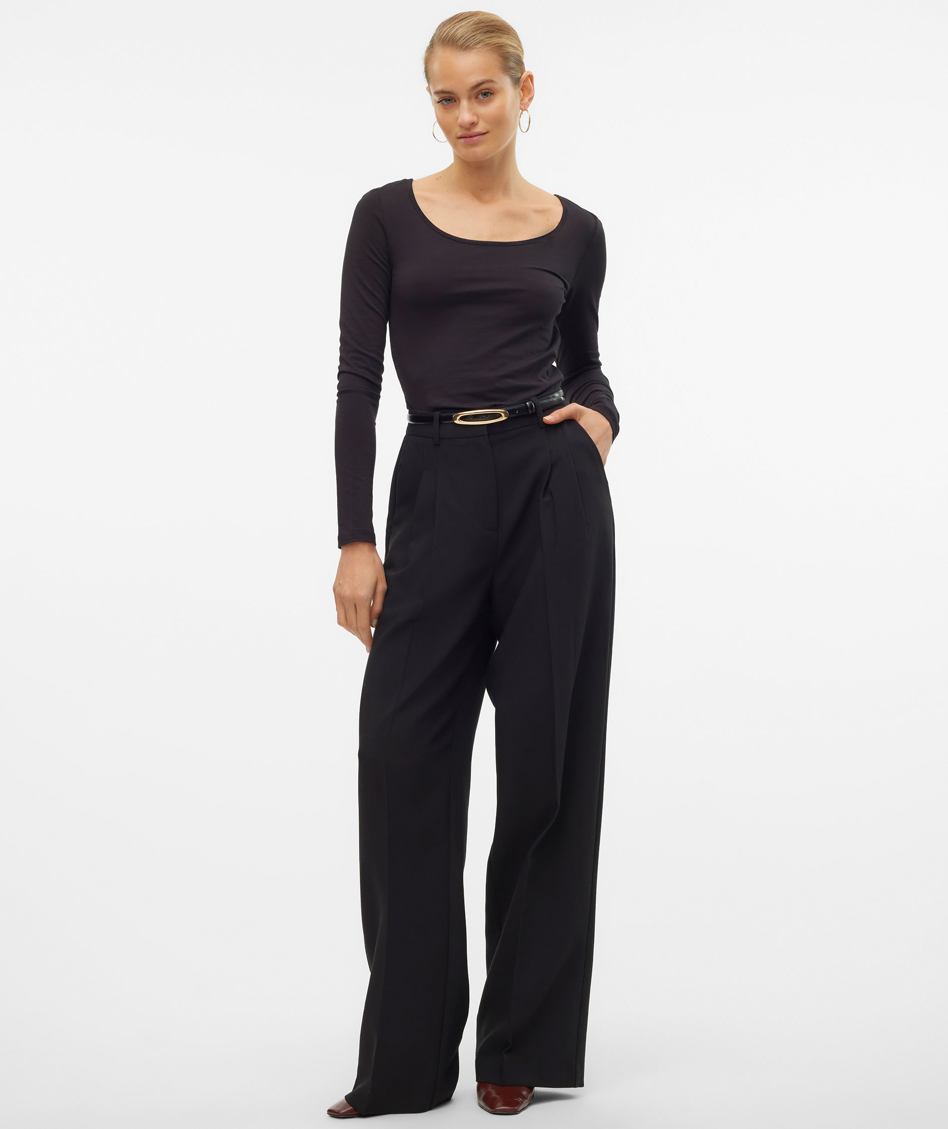 Vero Moda VMMAXI MY SOFT langermet dame T-skjorte, Black, large image number 5