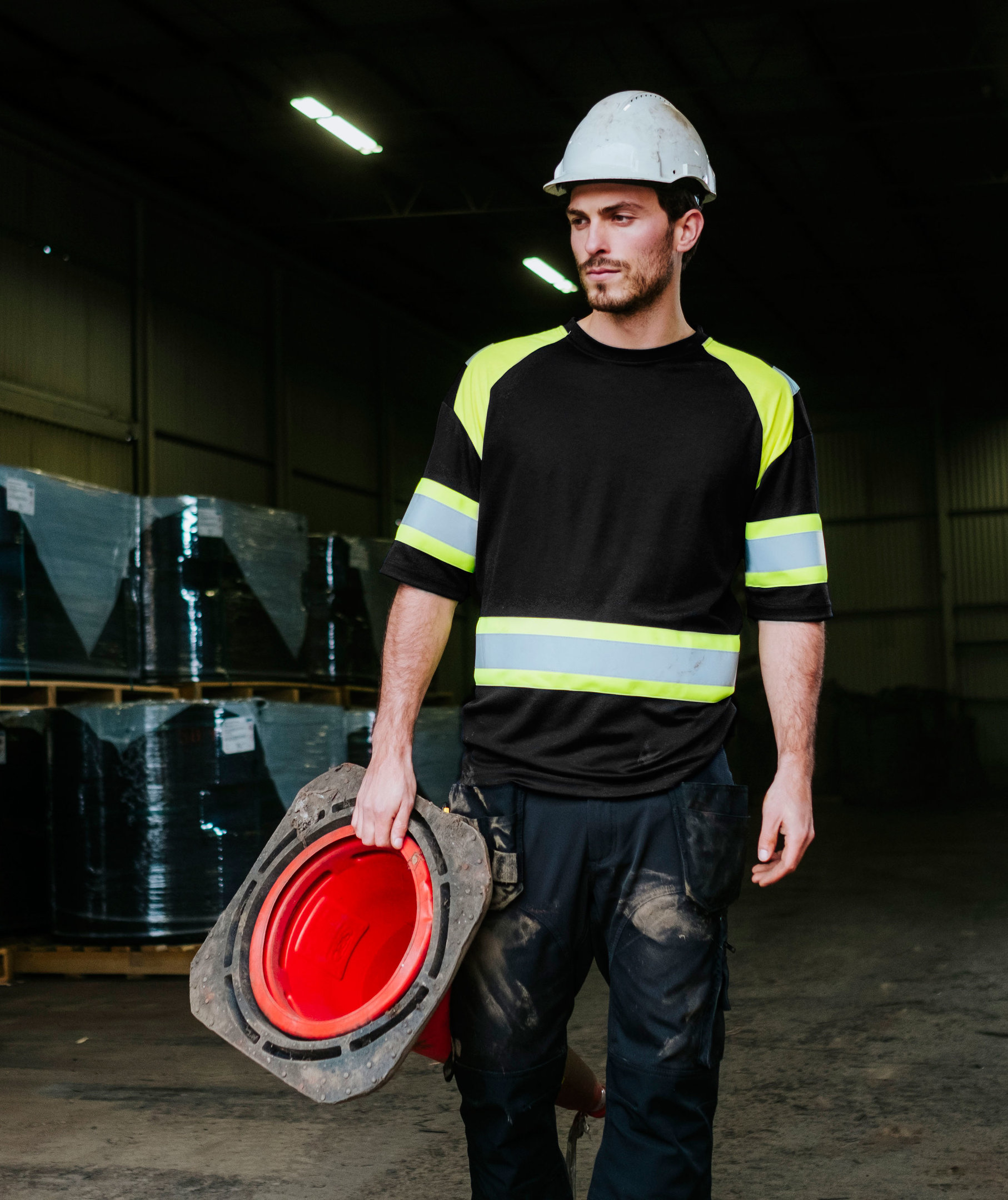 YOU Sigtuna reflex T-shirt, Svart/Gul, large image number 3