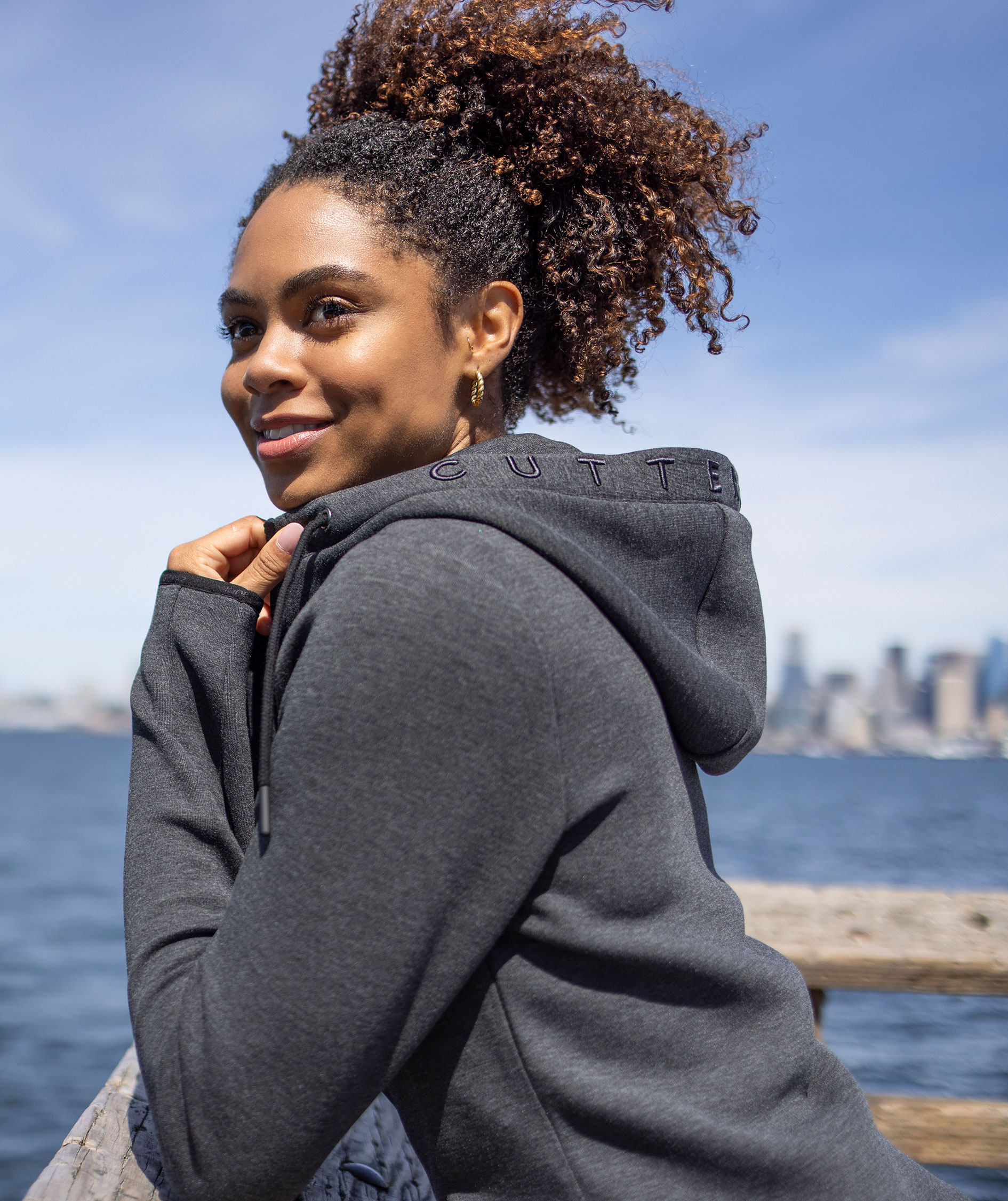 Cutter & Buck Pemberton Hood Zip dam, Anthracite melange, large image number 5