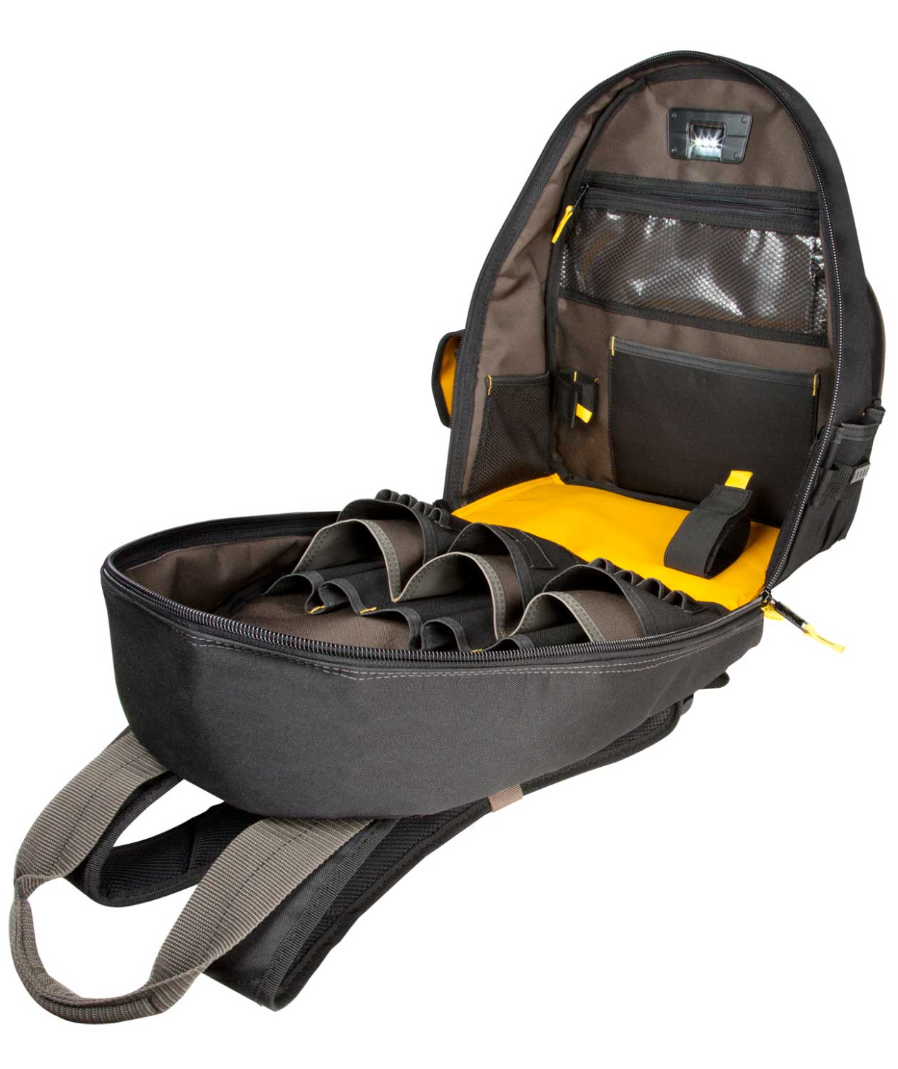 CLC Work Gear L255 tool backpack with LED light 50L, Black/Brown, Black/Brown, large image number 2