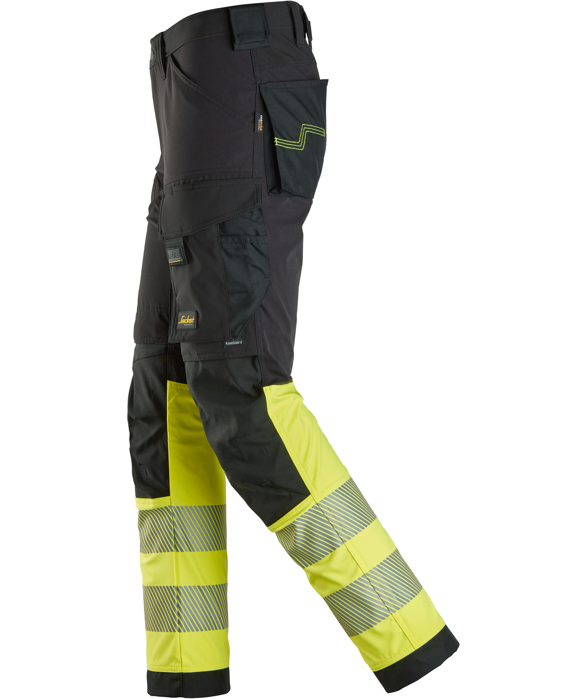 Snickers work trousers 6335 full stretch, Hi-Vis Black/Yellow, large image number 3