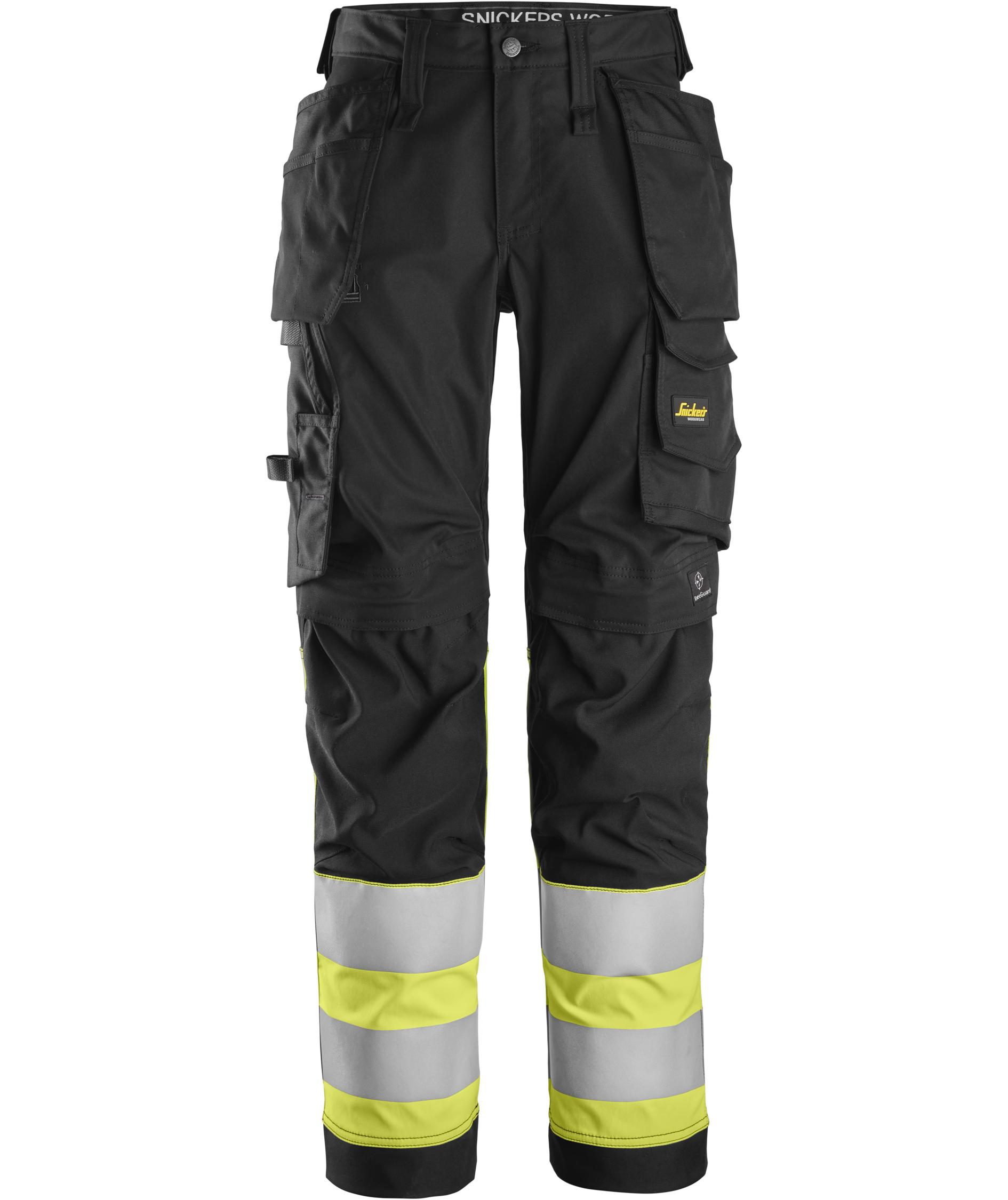 Snickers hantverksbyxa 6734 dam, Svart/Varselgul