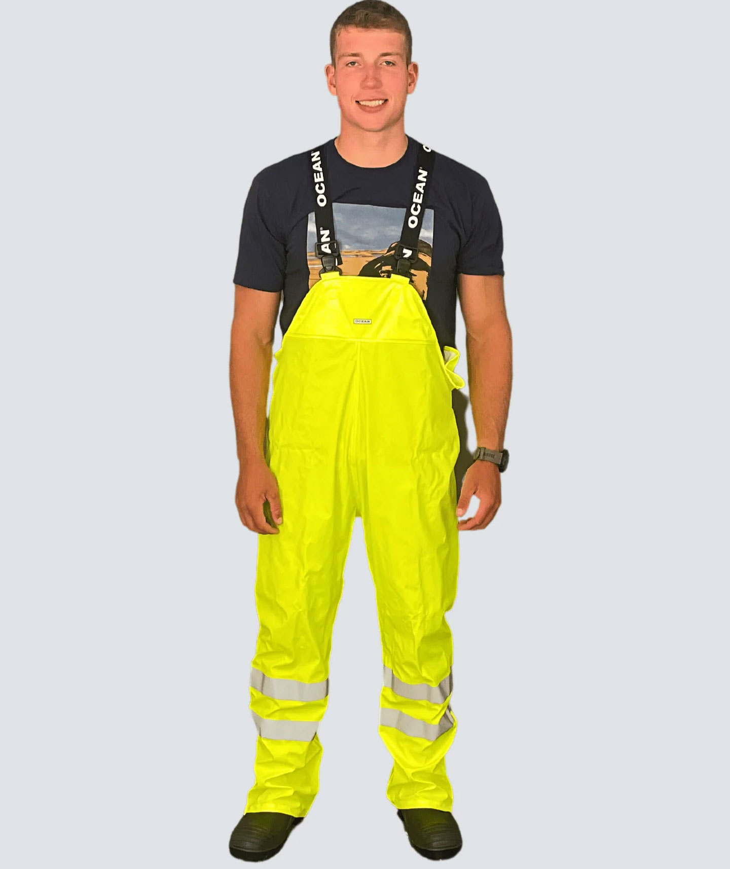 Ocean Beacon Comfort rain bib and brace, Hi-Vis Yellow, large image number 1