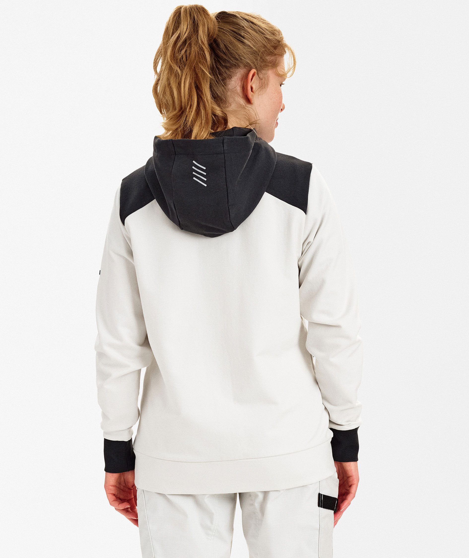 Engel Entire hoodie med dragkedja dam, Bone White/Anthracite Grey, large image number 4
