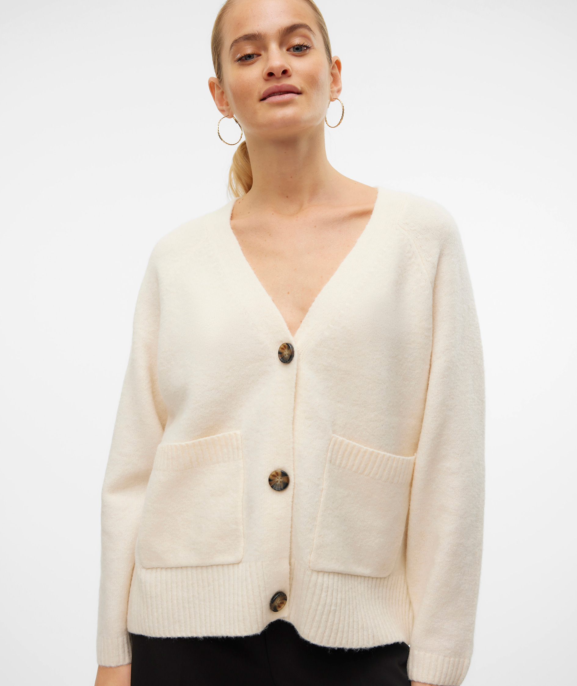 Vero Moda VMBOOM women's knitted cardigan, Birch Melange, large image number 3
