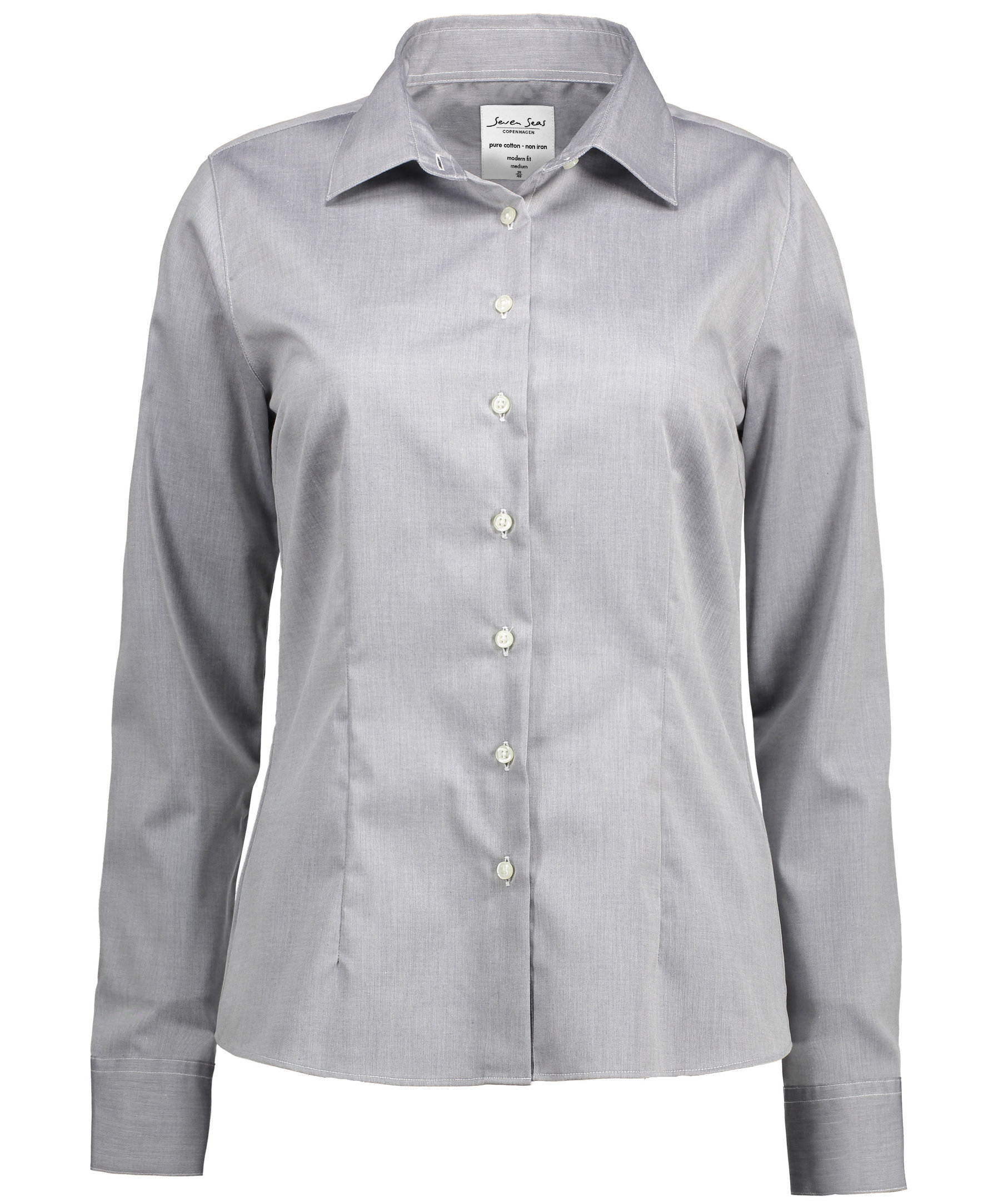 Seven Seas Fine Twill Modern fit skjorta dam, Silver Grey