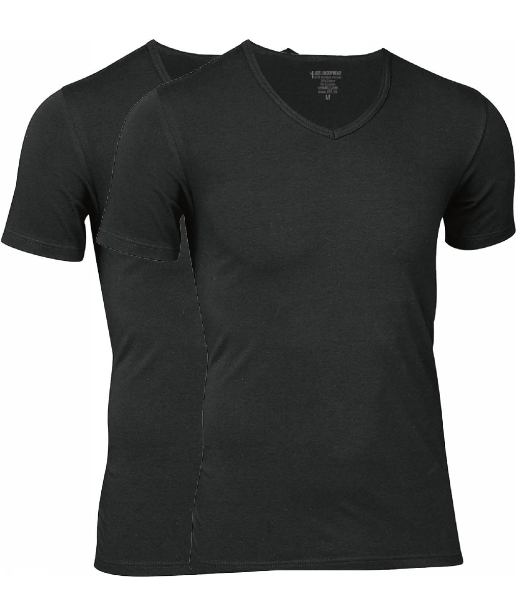 JBS 2-pack kort&auml;rmad undertr&ouml;ja med bambu, Svart