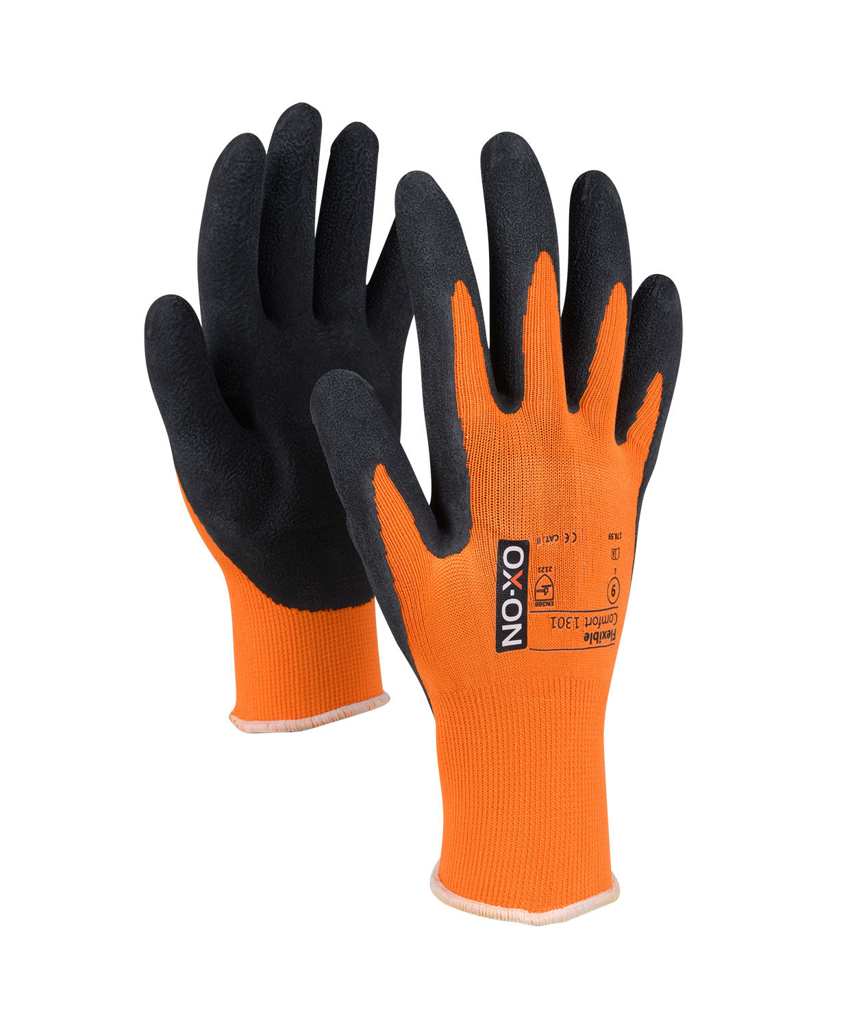 OX-ON Flexible Comfort 1301 arbetshandskar, Svart/Orange