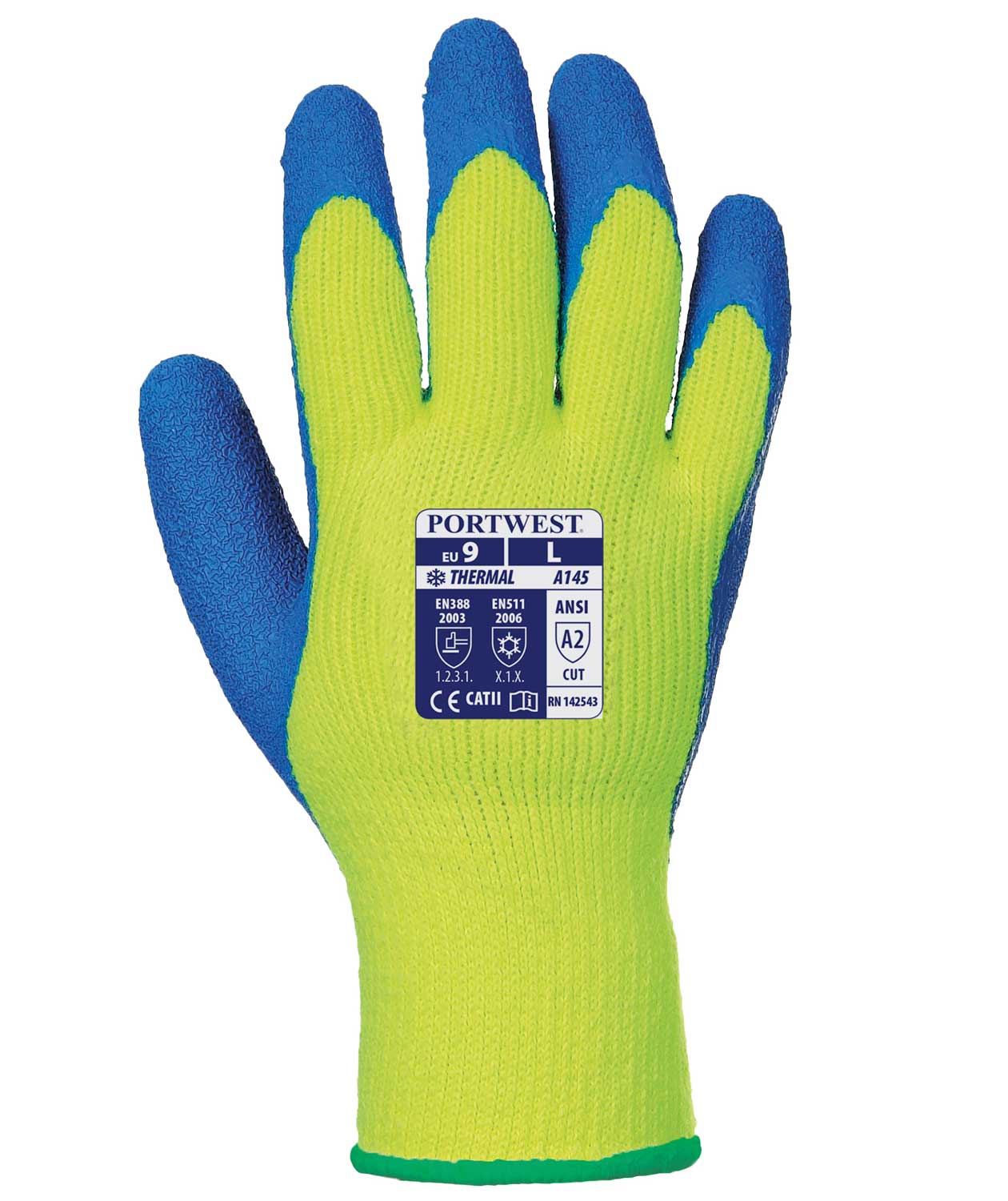 Portwest A145 winter work gloves, Blue/Yellow, large image number 1