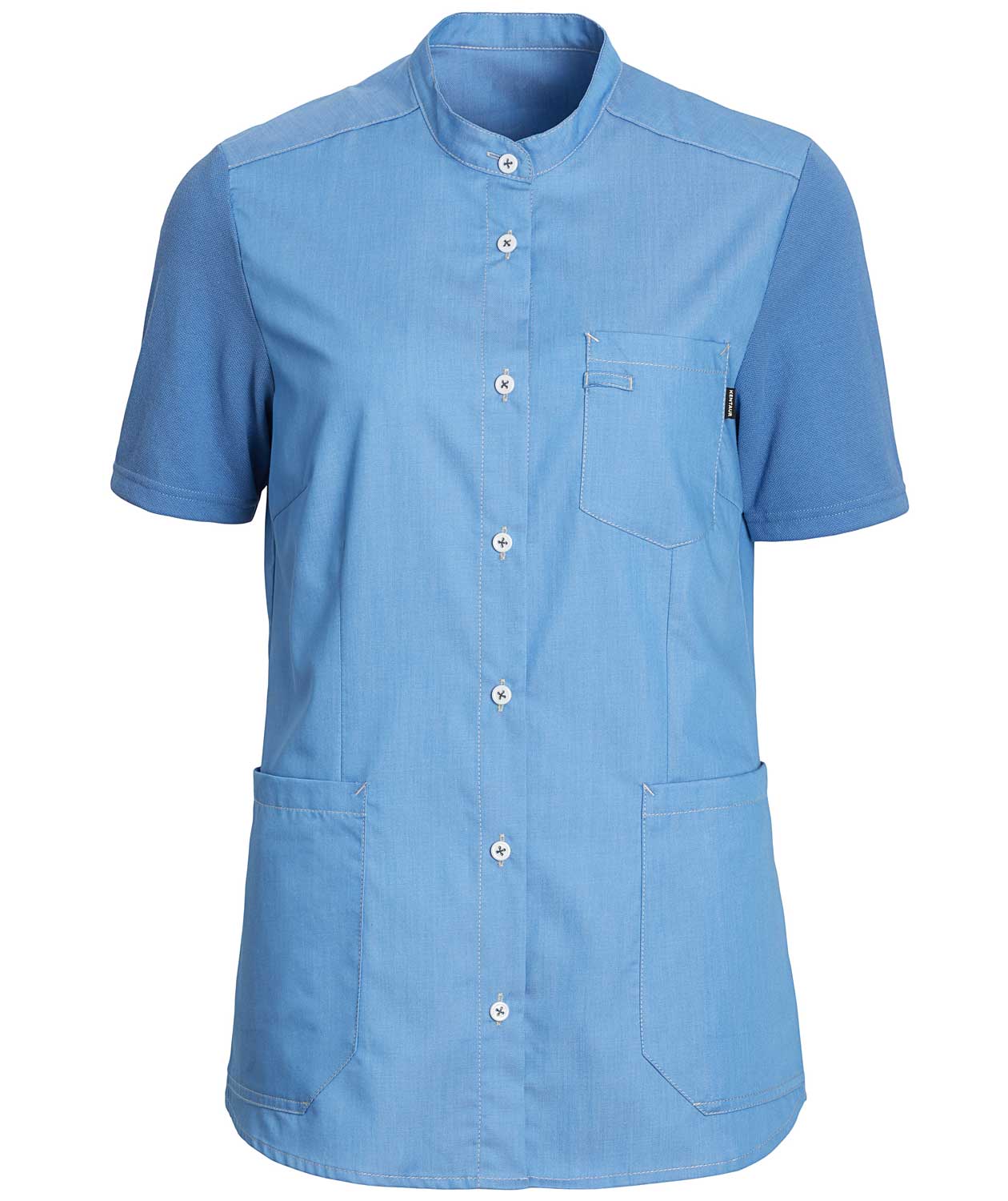 Kentaur kort&auml;rmad skjorta dam, Bl&aring;melerad