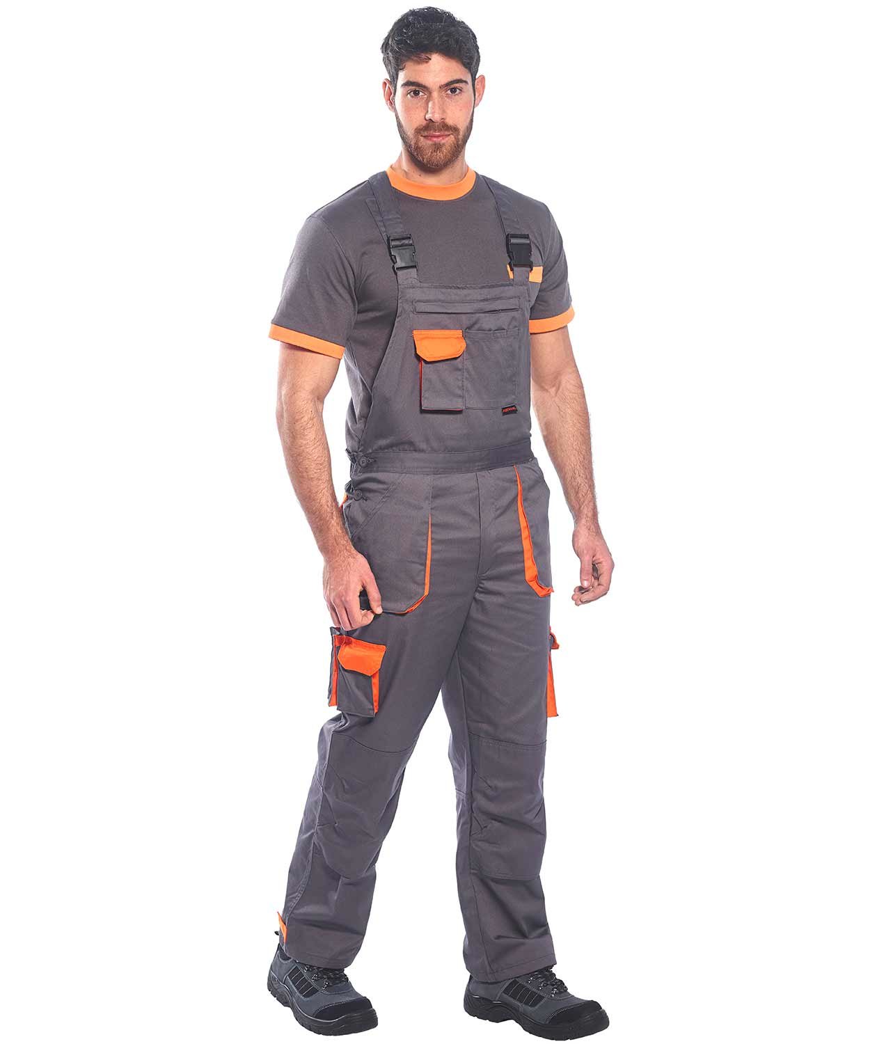 Portwest Texo arbetsh&auml;ngselbyxa, Gr&aring;/orange