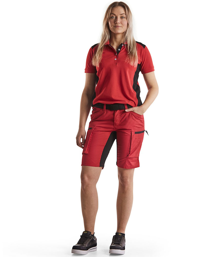 Bl&aring;kl&auml;der Unite dame serviceshorts, R&oslash;d/Sort