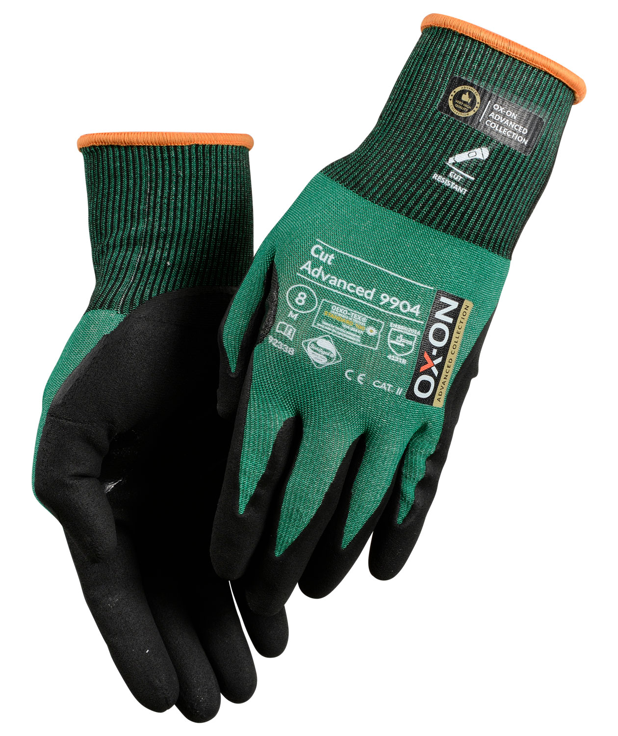 OX-ON Cut Advanced 9904 sk&aelig;rehandsker Cut B, Gr&oslash;n/Sort