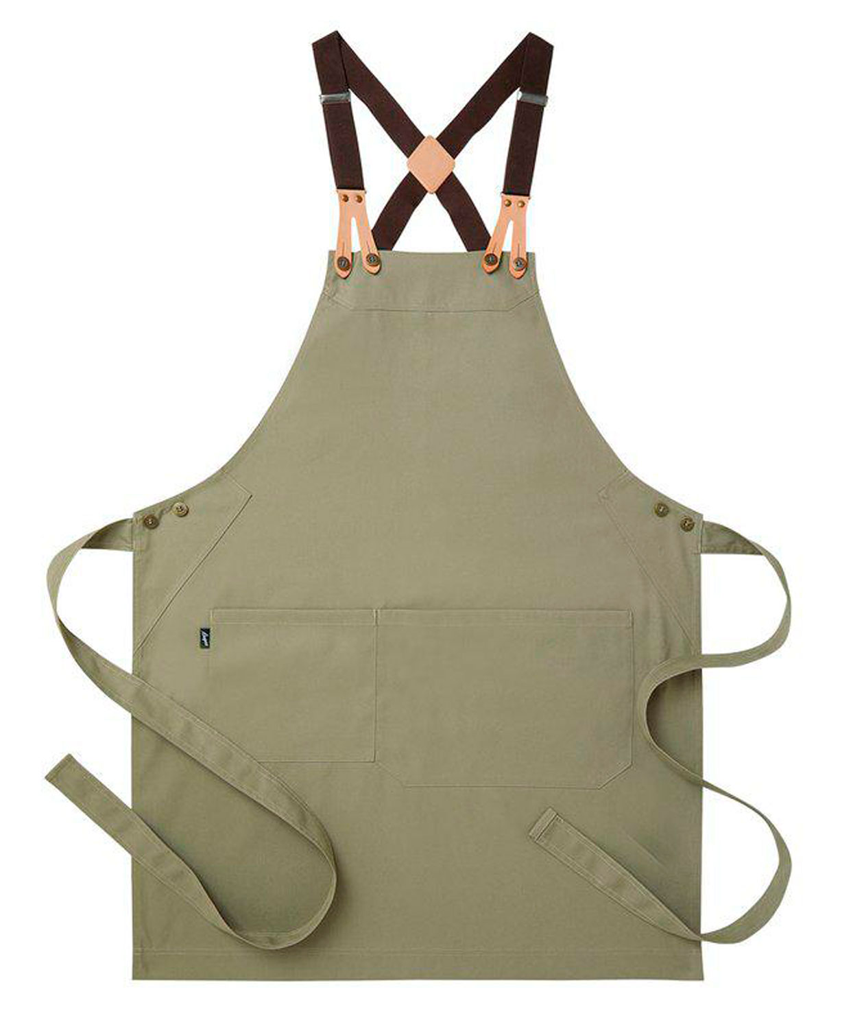 Segers 4078 brystlommeforkle med lomme, Khaki