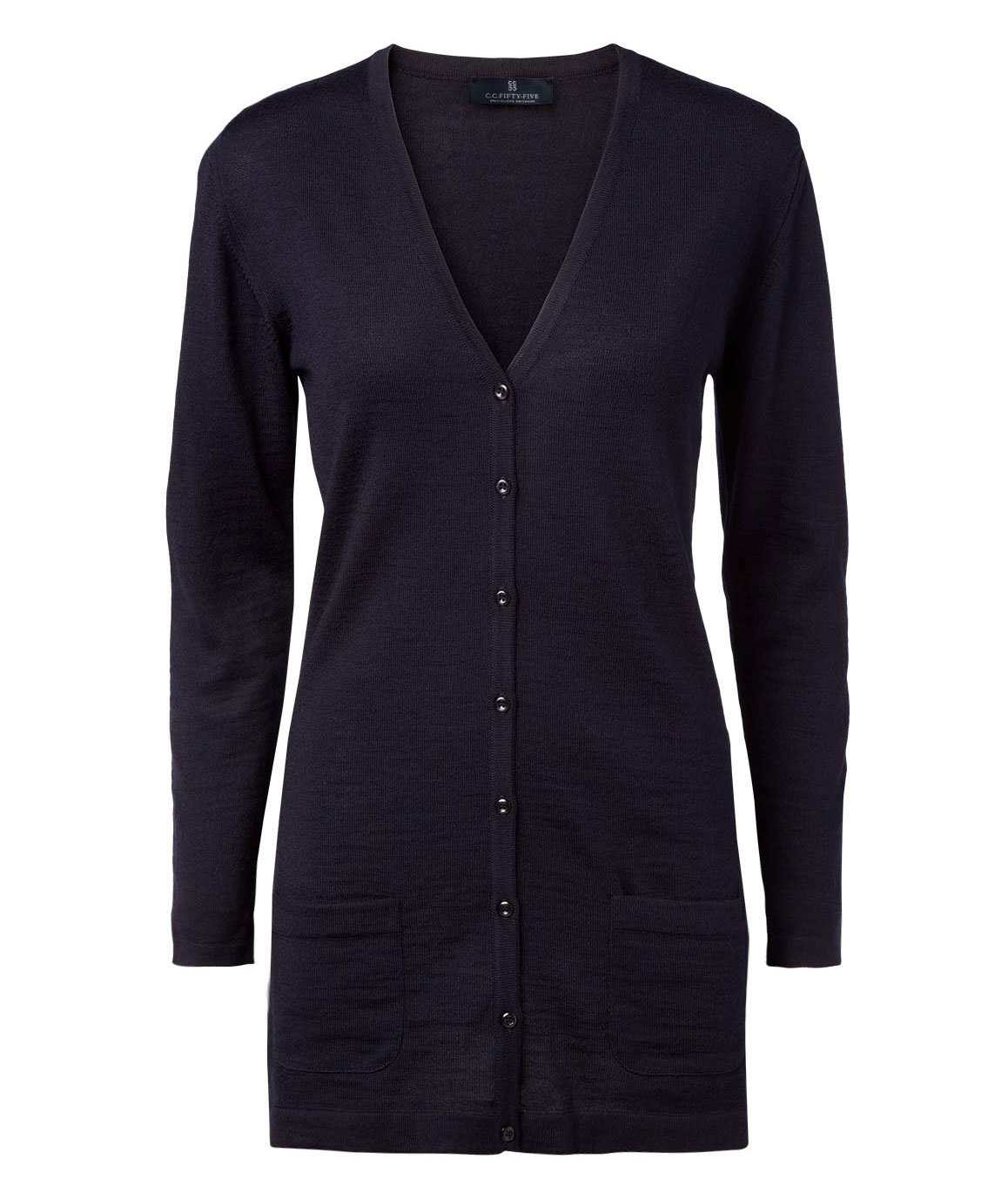 CC55 Copenhagen l&aring;ng stickad cardigan dam, Navy