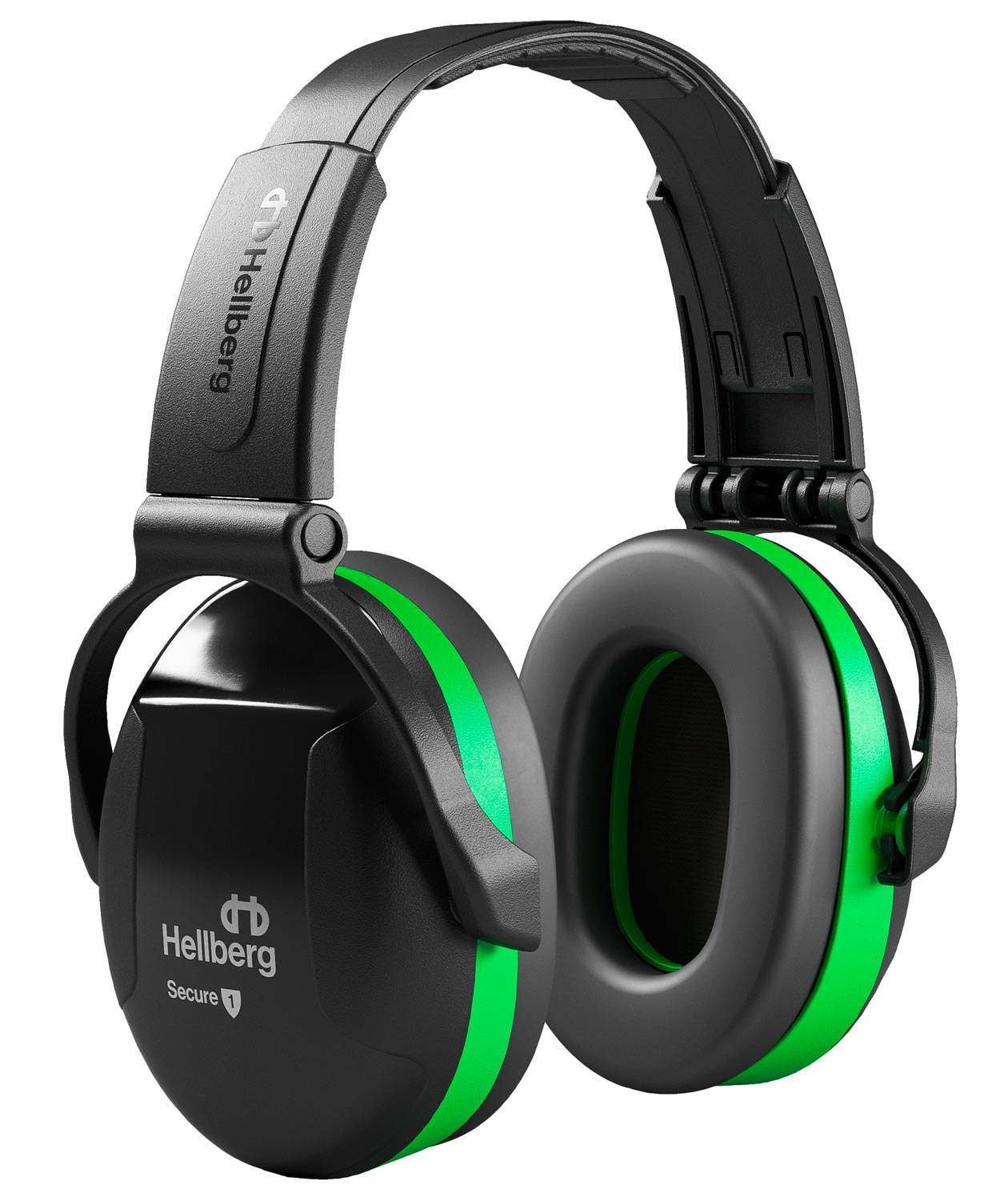 Hellberg Secure 1 vikbar h&ouml;rselk&aring;por, Svart/Gr&ouml;n