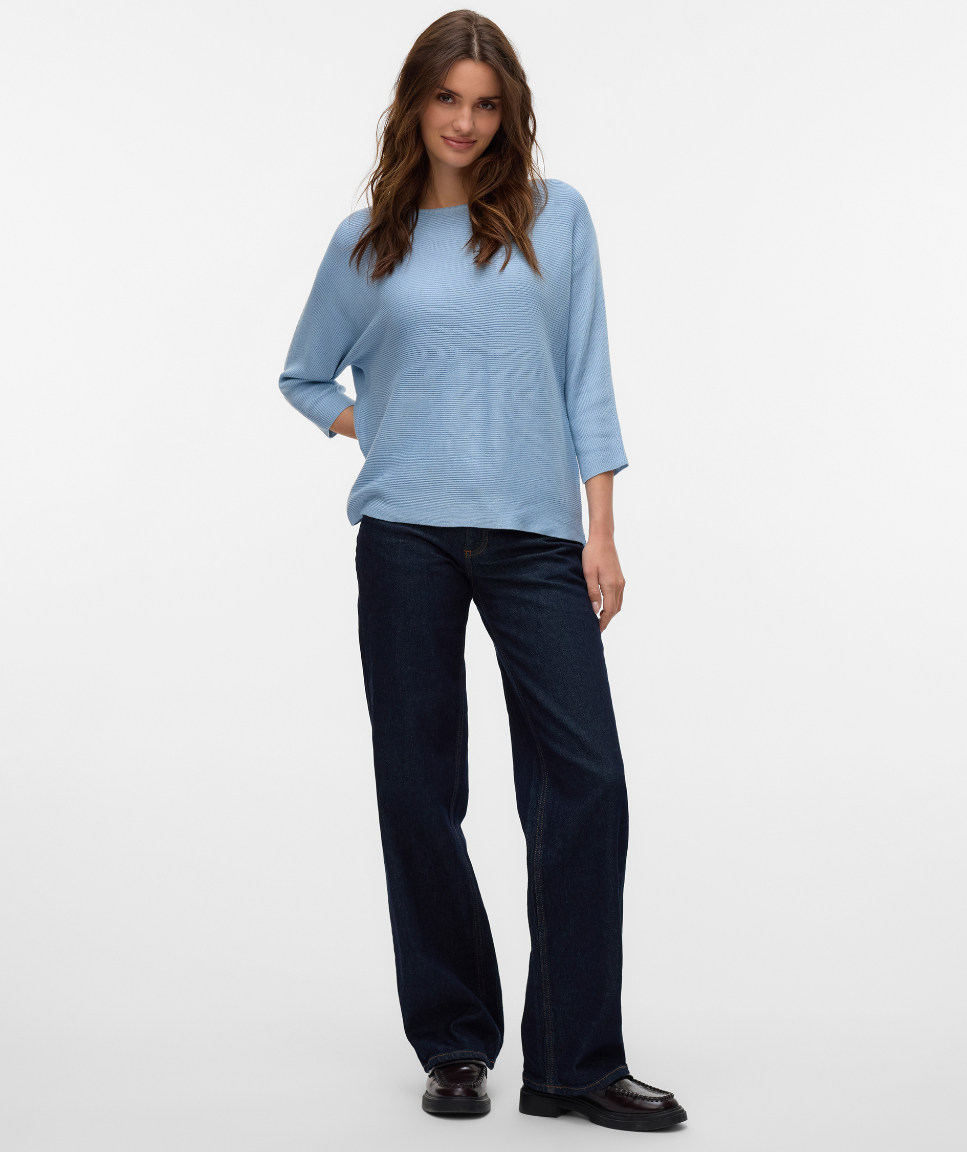 Vero Moda VMNORA women's 3/4 sleeve knitted pullover, Cashmere Blue, large image number 4