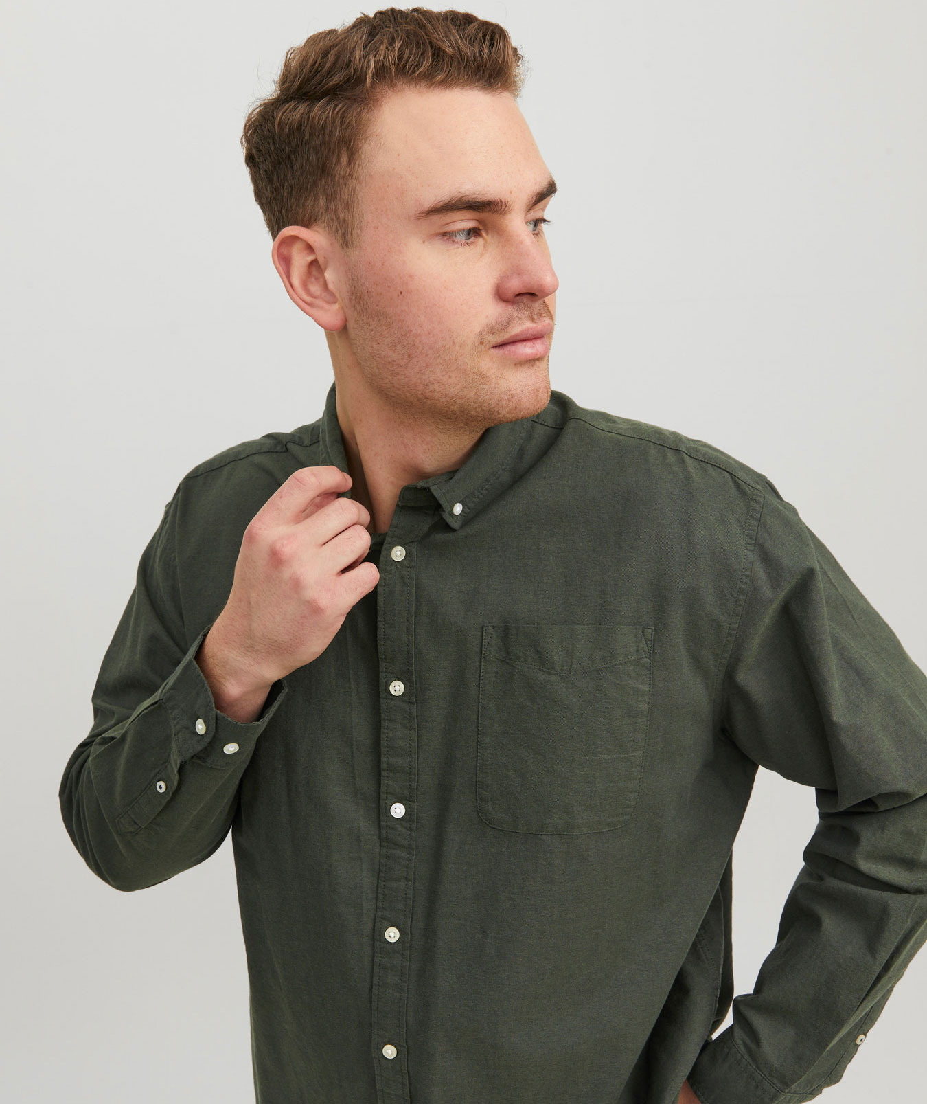 Jack & Jones Plus JJEOXFORD shirt, Forest Night, large image number 3