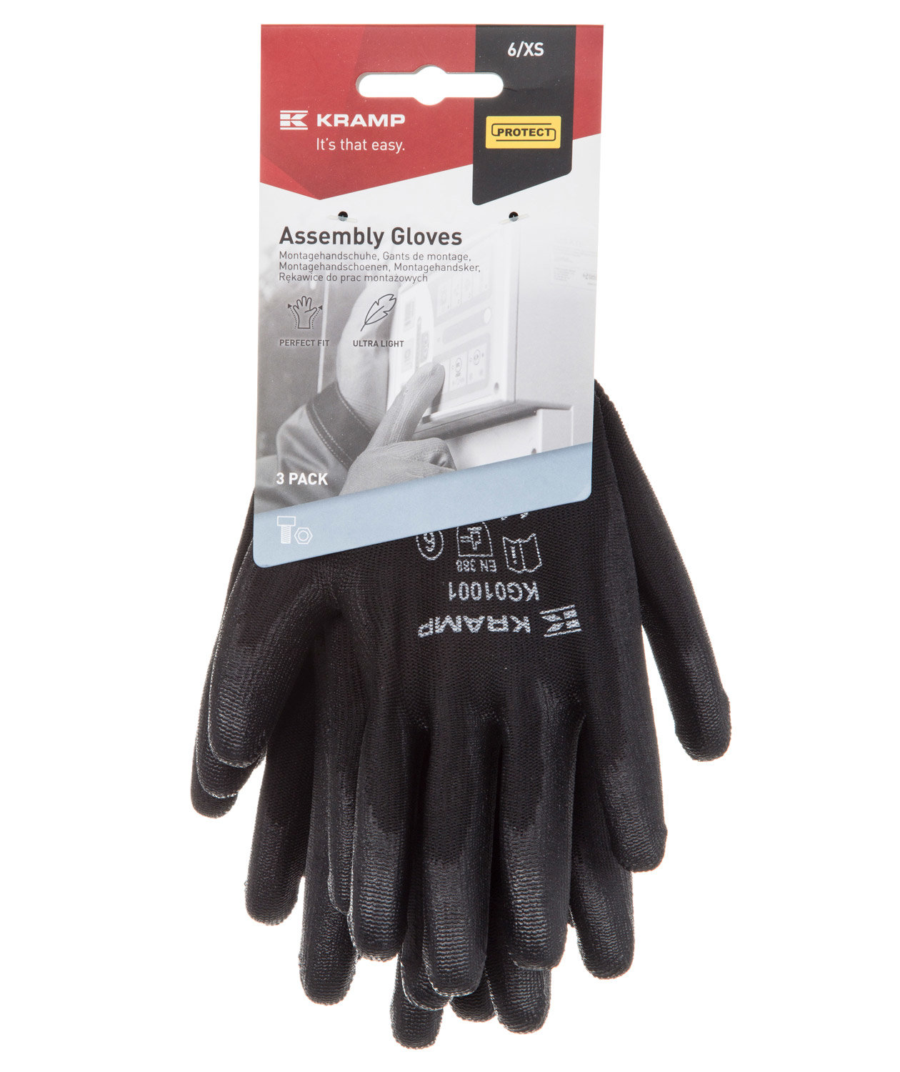 Kramp 3-pack mounting gloves, Black, large image number 2