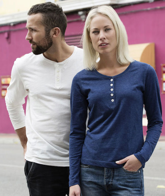 Clique Orlando l&aring;ng&auml;rmad Grandad T-shirt, Bl&aring;melerad, large image number 4