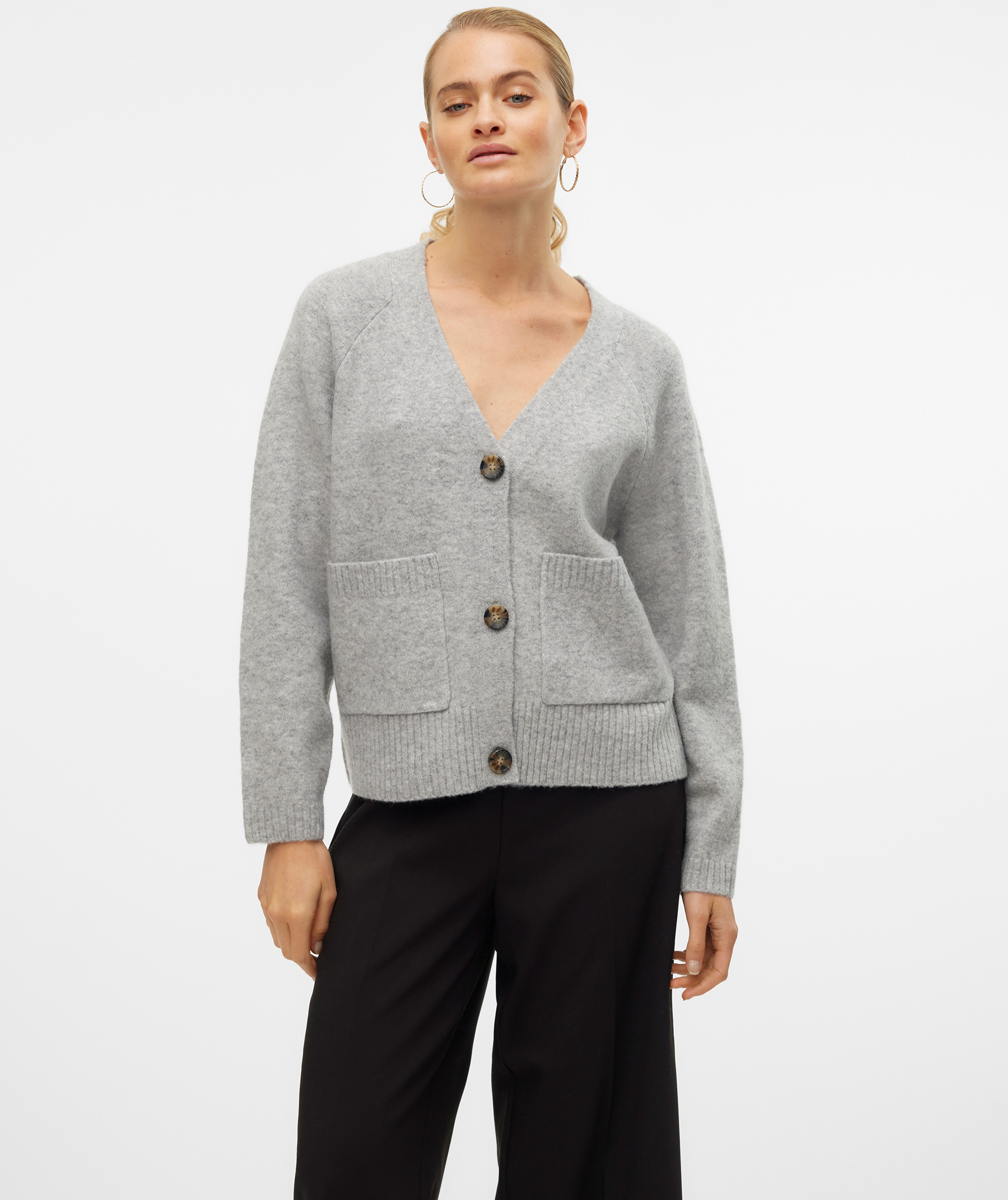 Vero Moda VMBOOM stickad cardigan dam, Light Grey Melange, large image number 3