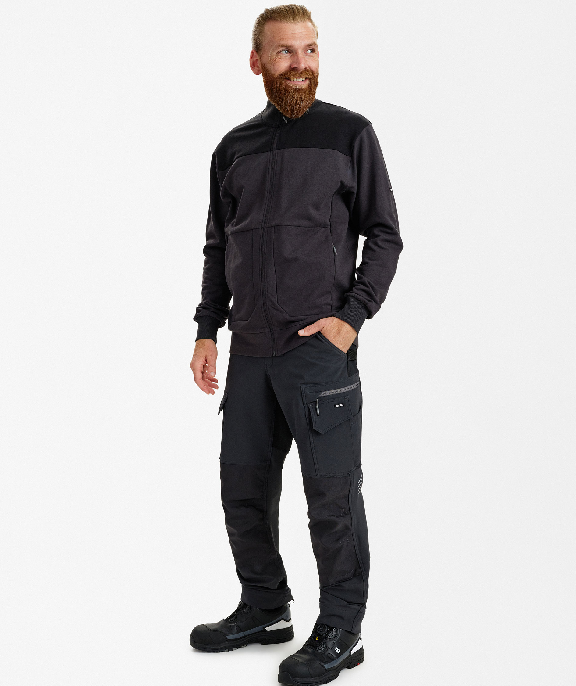 Engel Entire sweat cardigan, Anthracite Grey/Black, large image number 2