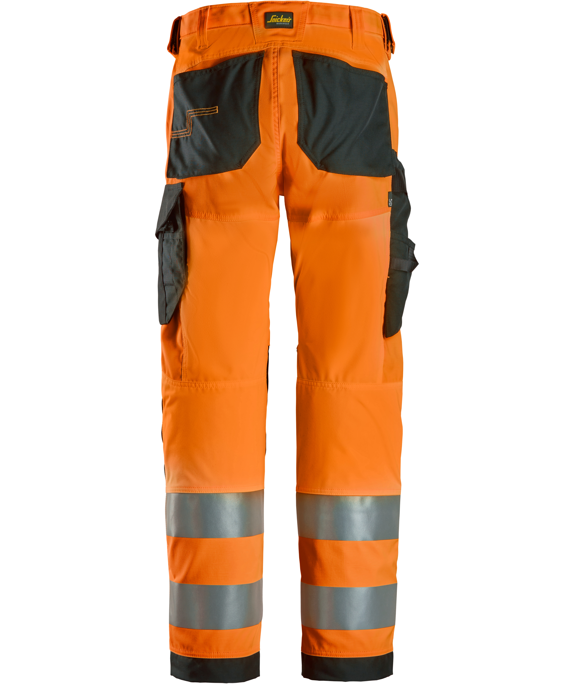 Snickers arbejdsbukser 6338, Hi-Vis Orange/Sort, large image number 1