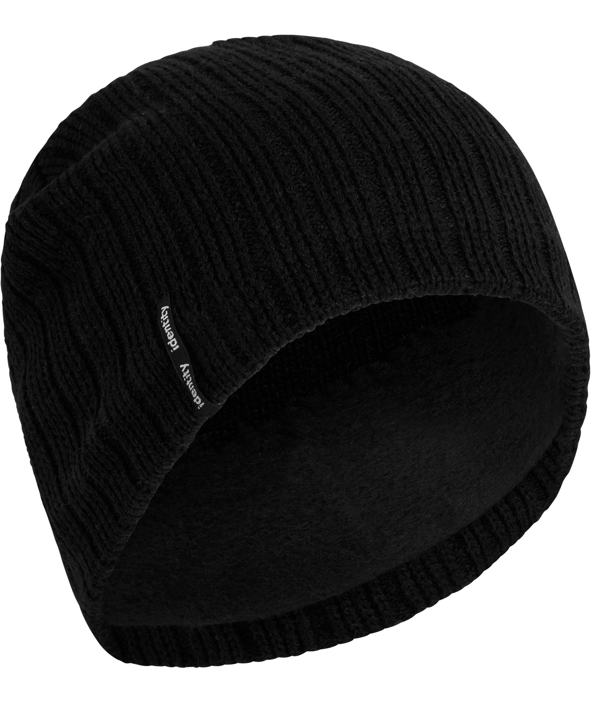 ID stickad m&ouml;ssa med inv&auml;ndigt fleece pannband, Svart