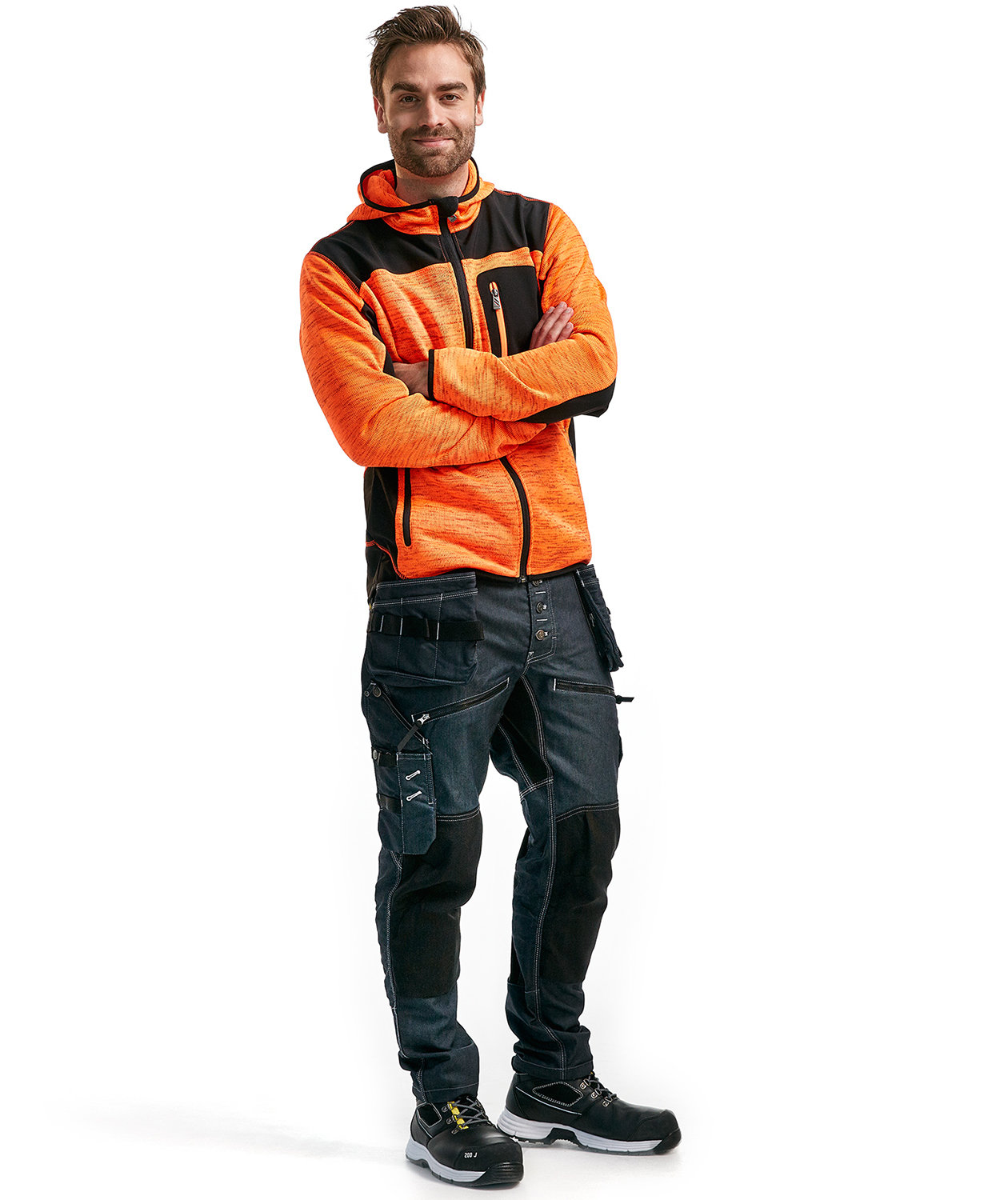 Bl&aring;kl&auml;der stickad softshelljacka X4930, Orange/Svart, large image number 1