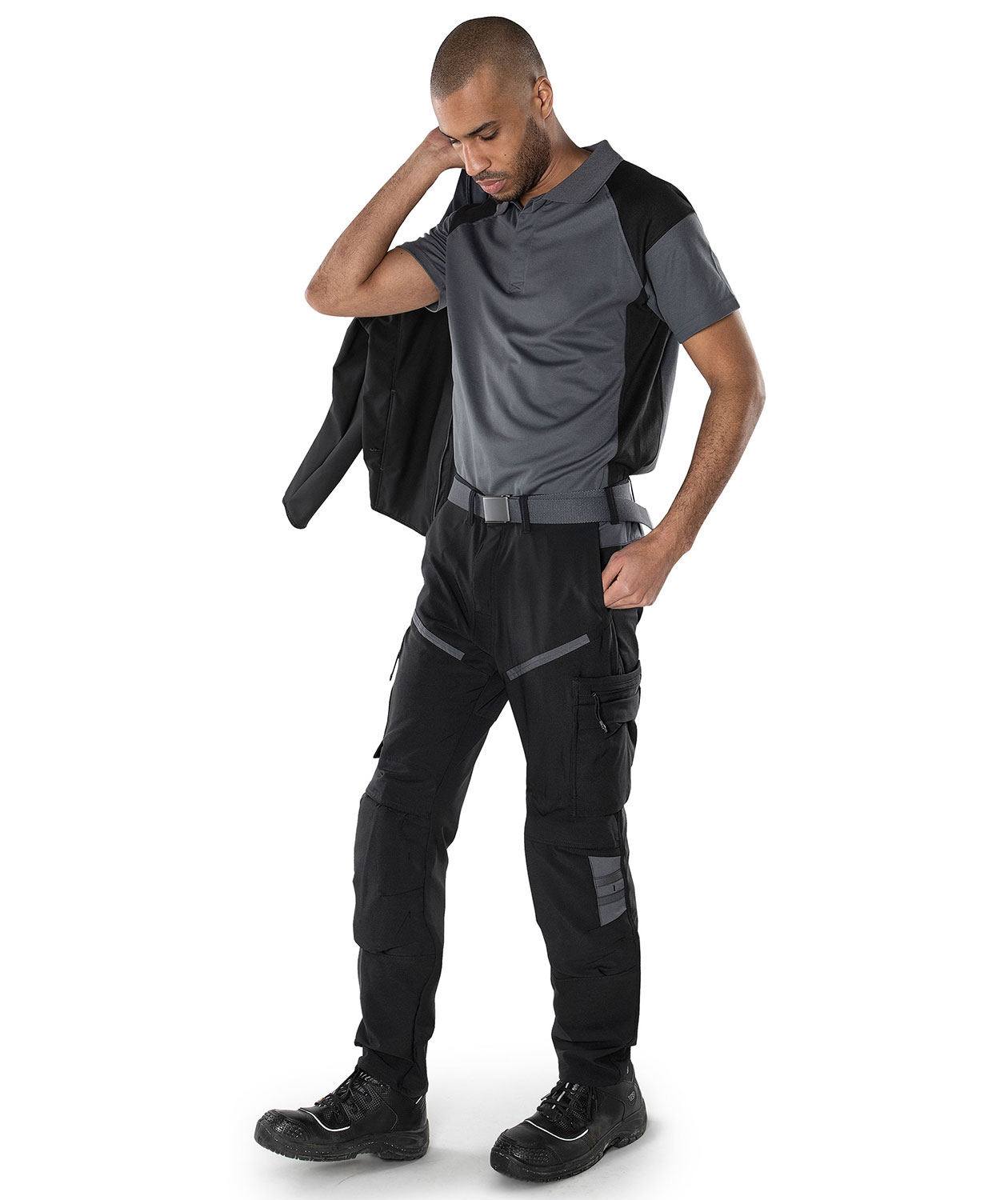 Fristads arbetsbyxa 2653 LWS full stretch, Svart/Gr&aring;, large image number 1