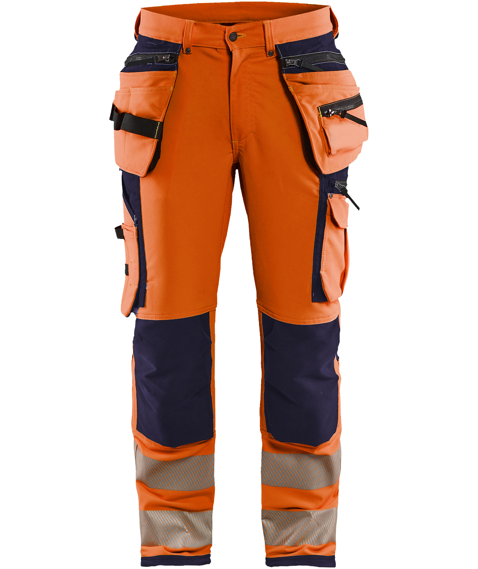 Bl&aring;kl&auml;der h&aring;ndv&aelig;rkerbukser full stretch, Hi-Vis Orange/Marine, large image number 0