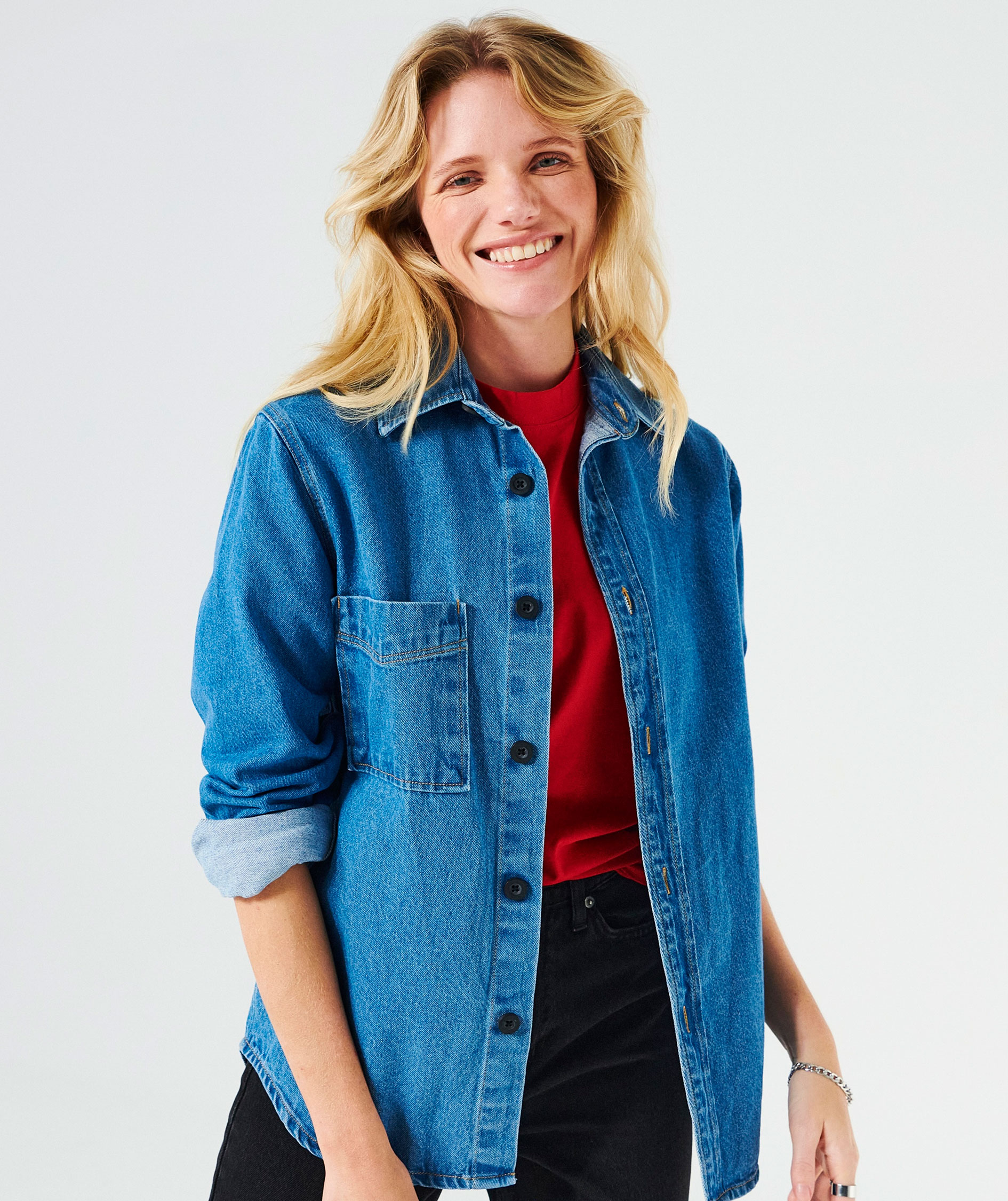 Clique denim overshirt, 6611, large image number 8
