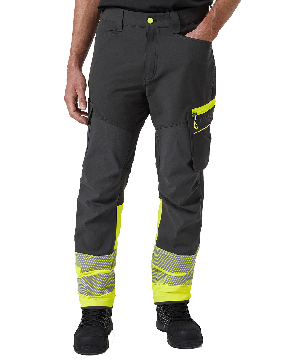 Helly Hansen ICU BRZ servicebukse full stretch, Ebony/Hi-Vis Gul