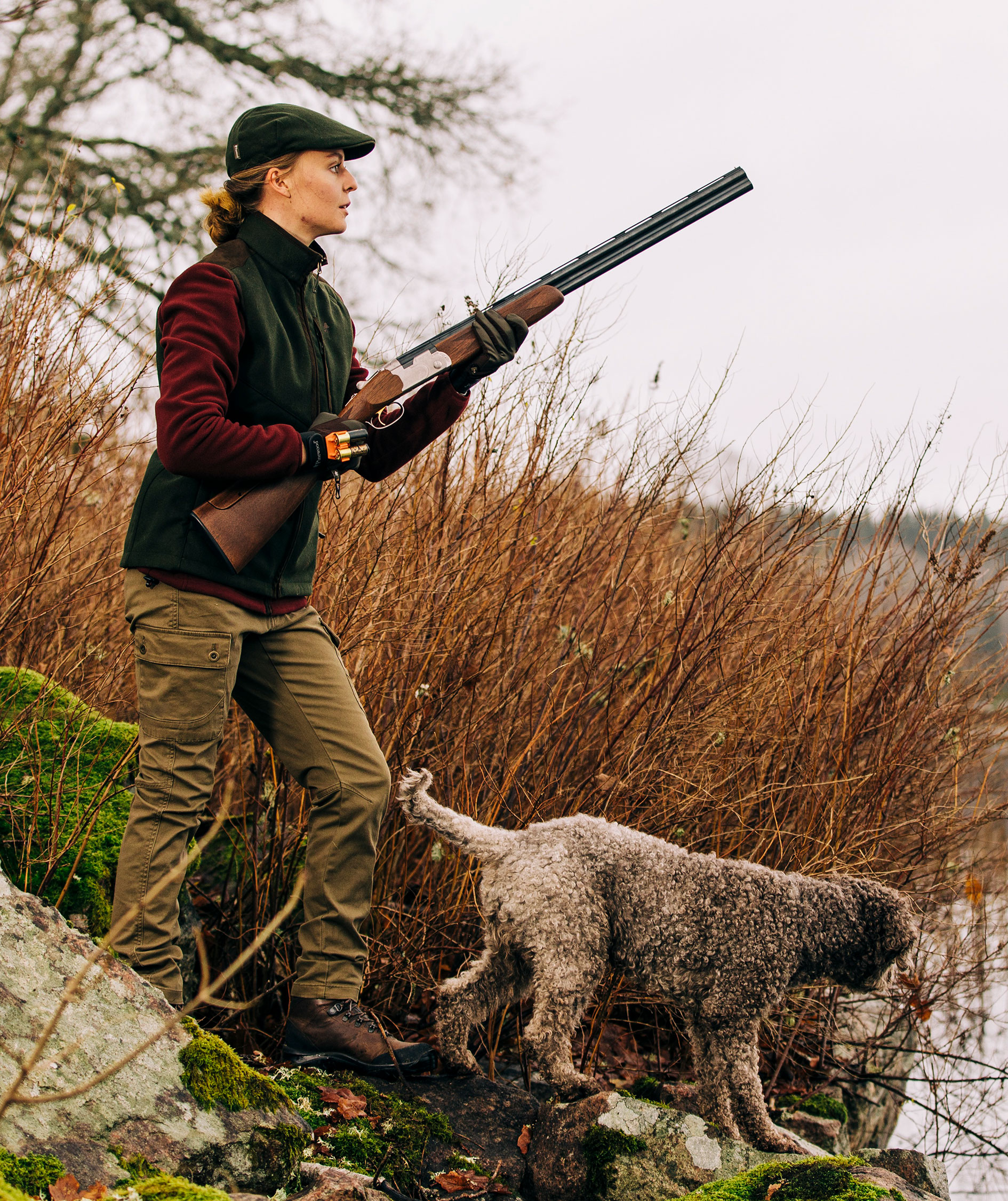 Pinewood Nydala dame fleecejakke, Burgundy/Suede Brown