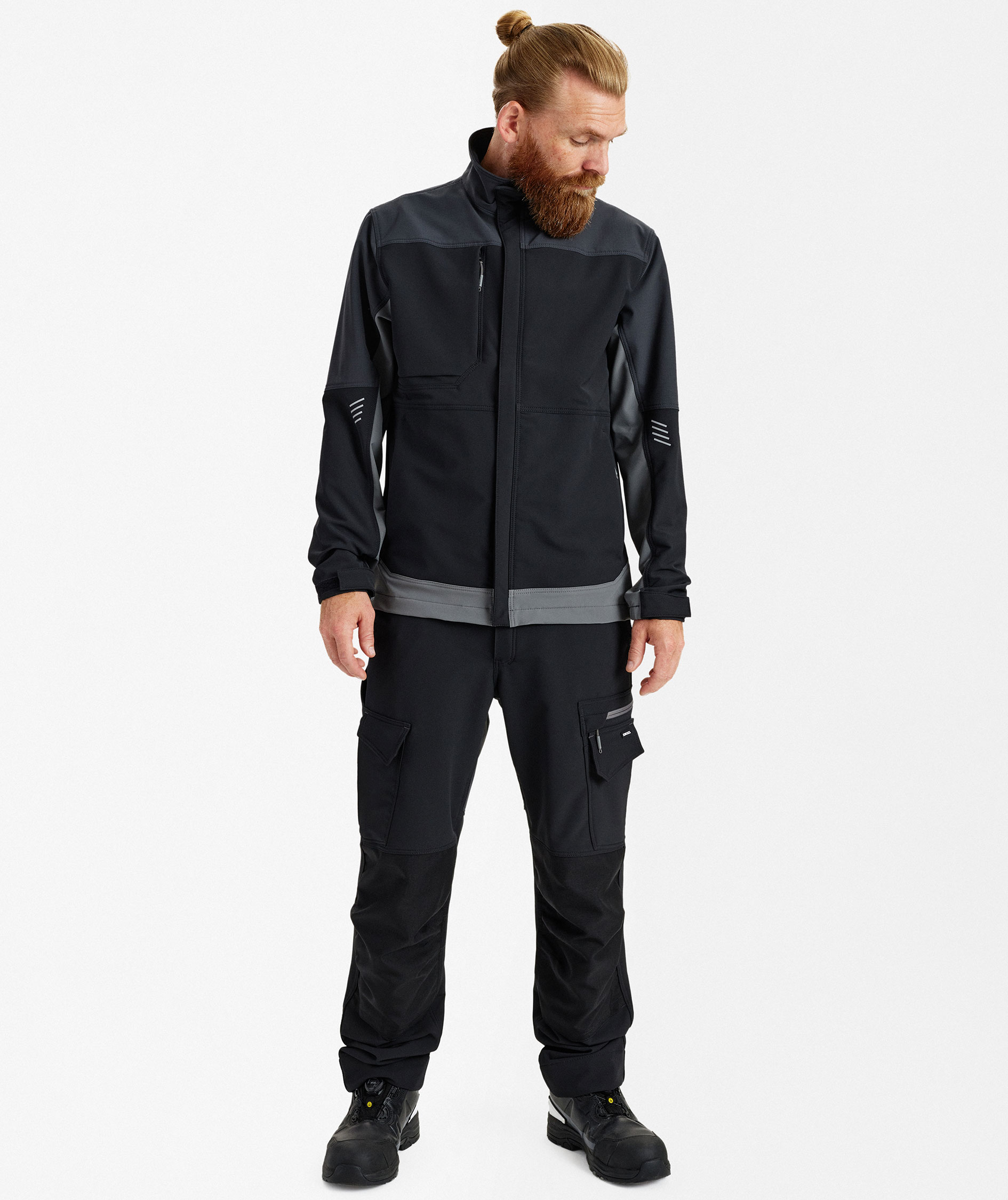 Engel Entire work jacket full stretch, Black/Anthracite Grey, large image number 2