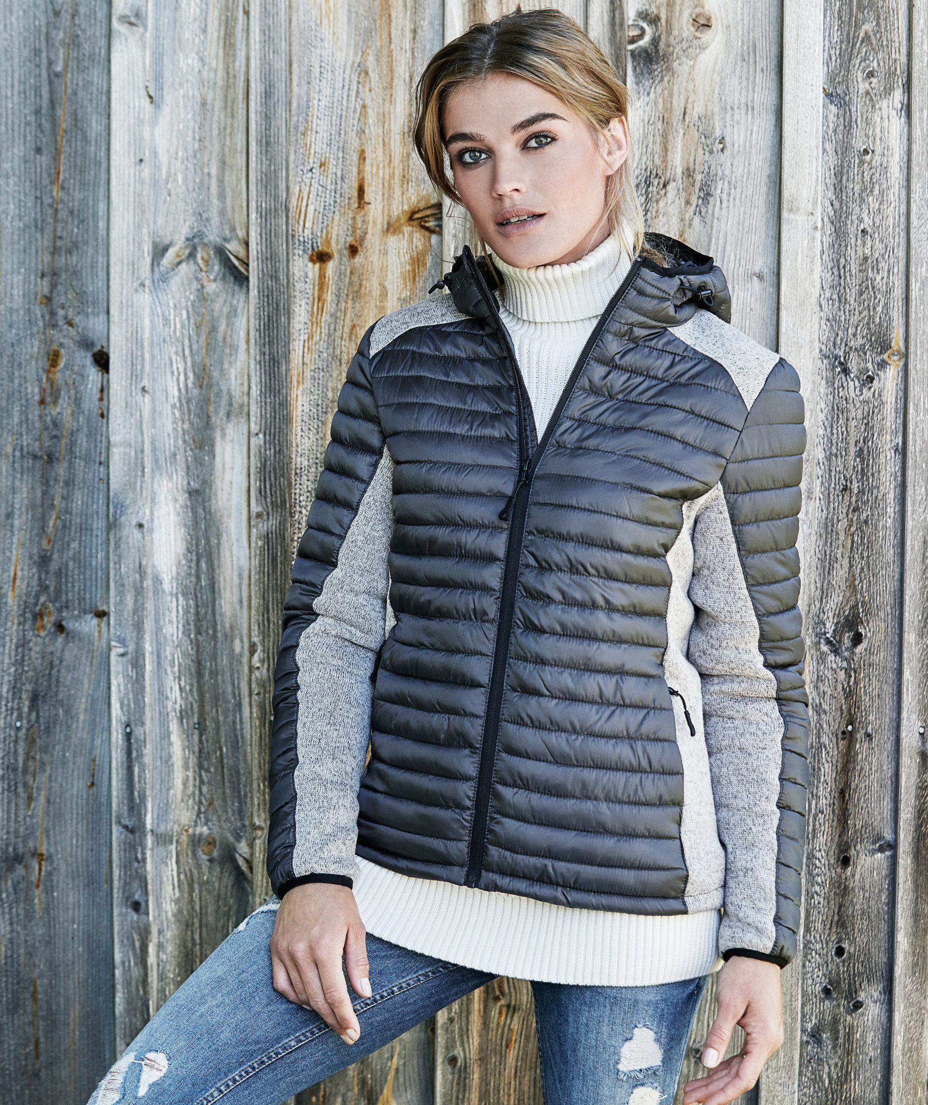 Tee Jays Hooded Crossover women's jacket, Space Grey, large image number 1