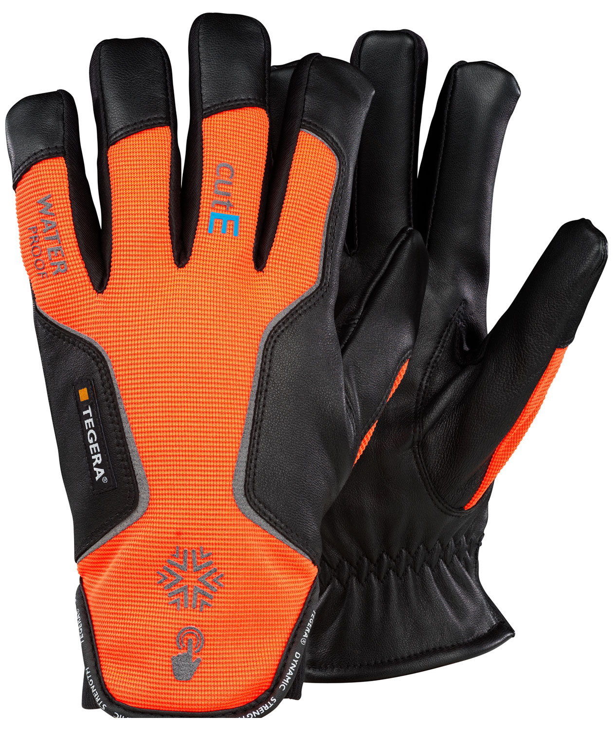 Tegera 7799 vinterhandsker med sk&aelig;rebeskyttelse Cut E, Orange/Sort
