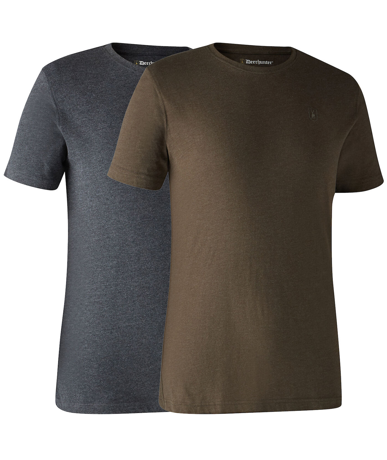 Deerhunter Basic 2-pack T-shirt, Brown Leaf Melange