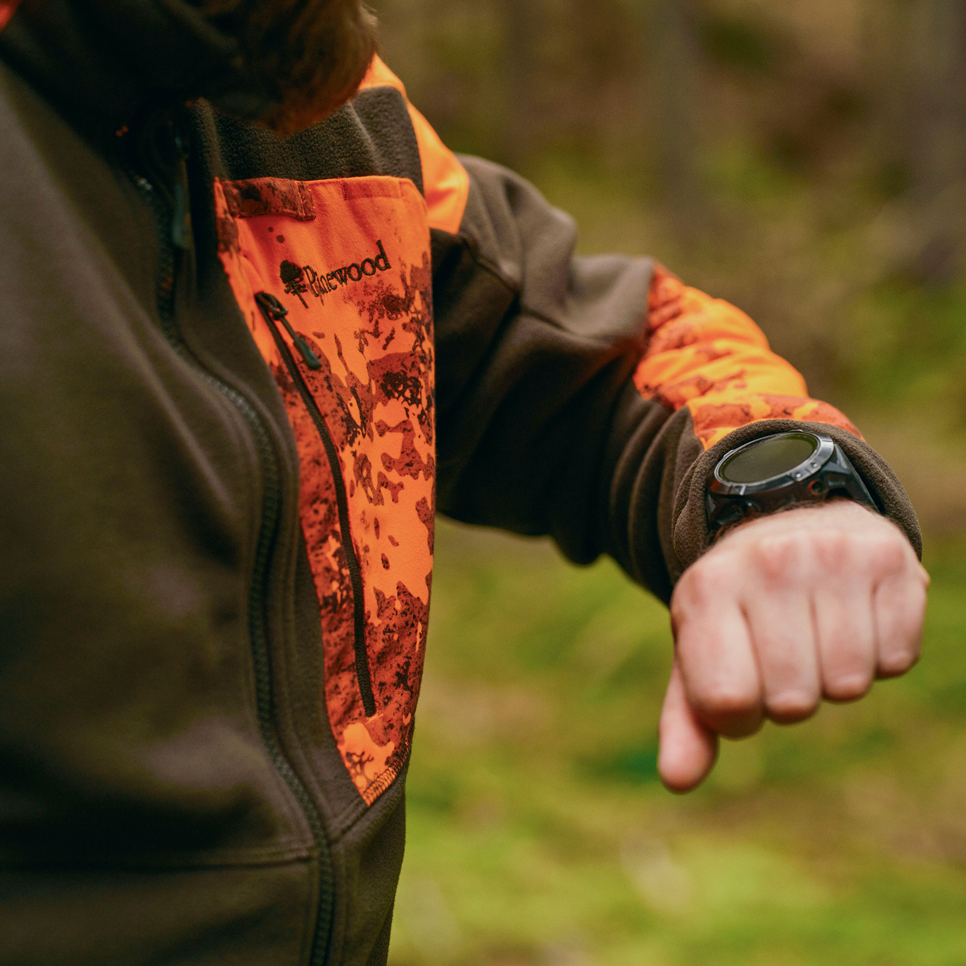 Pinewood&nbsp;Sm&aring;land Hunters Camou fleecejakke, Hunting Brown/Strata Blaze, large image number 6