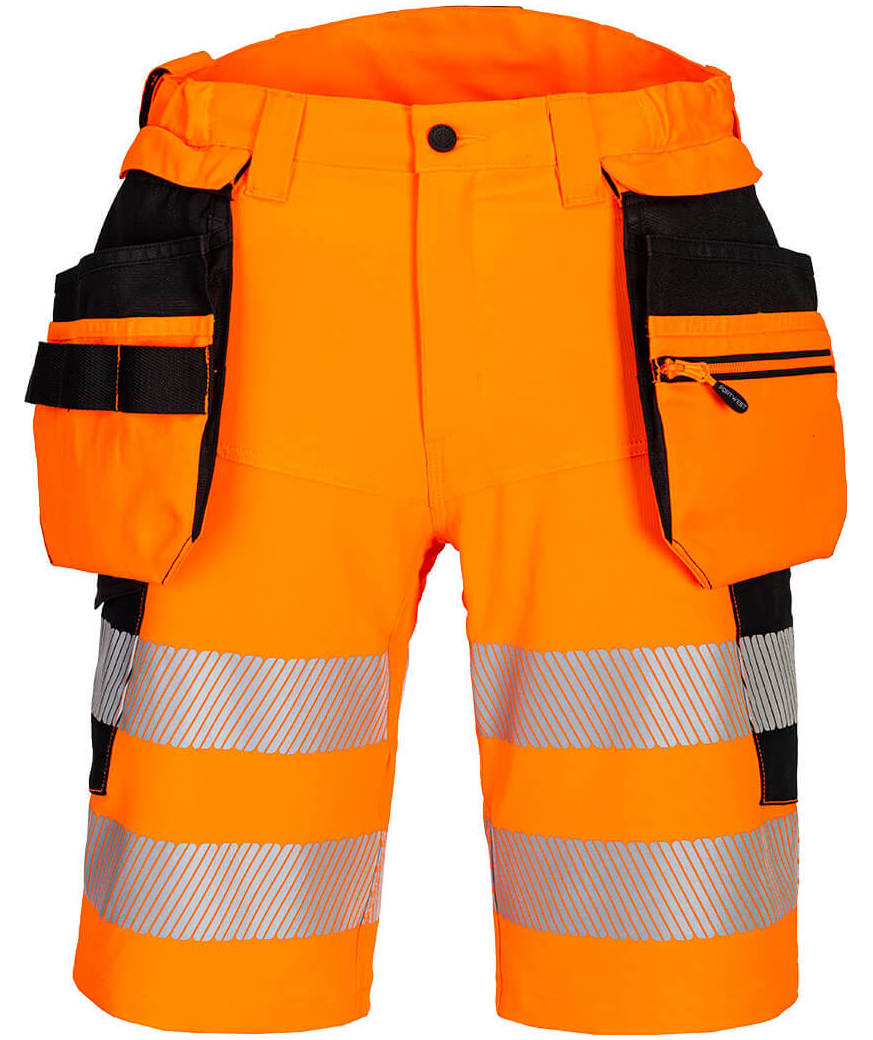 Portwest DX4 hantverksshorts full stretch, Varsel Orange/Svart