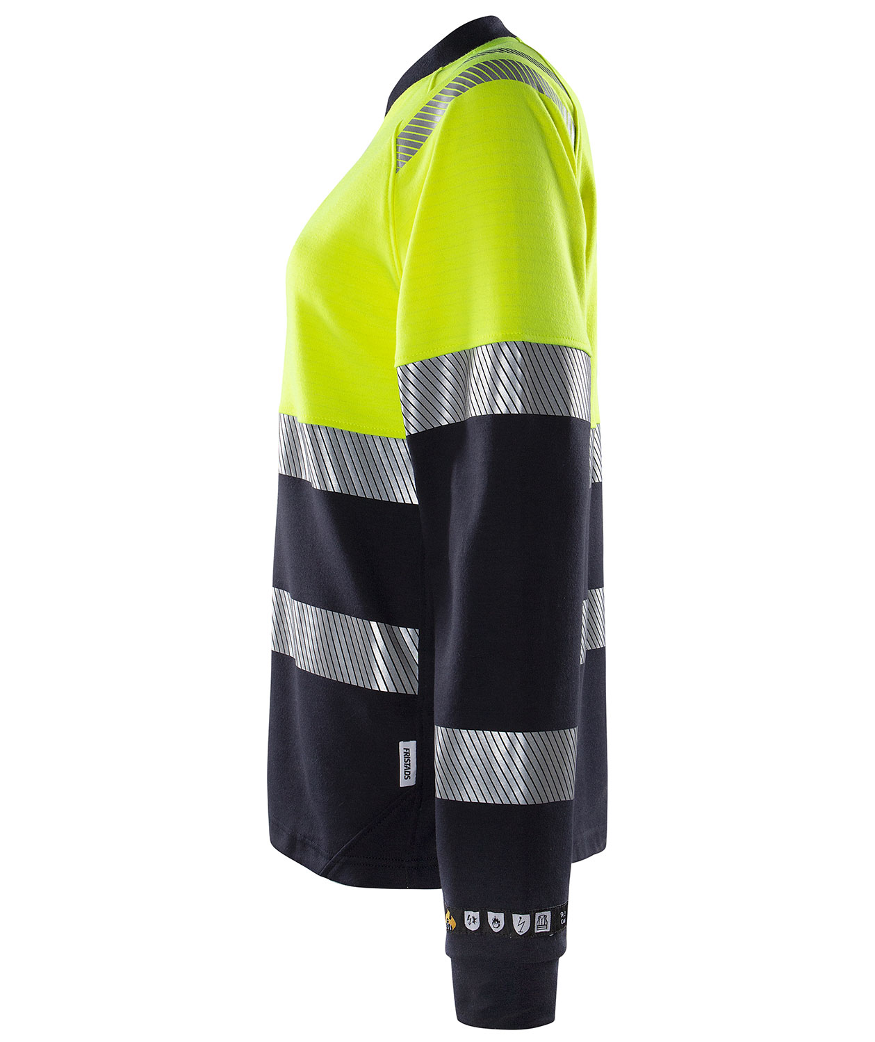 Fristads Flamestat l&aring;ng&auml;rmad T-shirt dam 7108 TFL, Varsel gul/marinbl&aring;, large image number 4