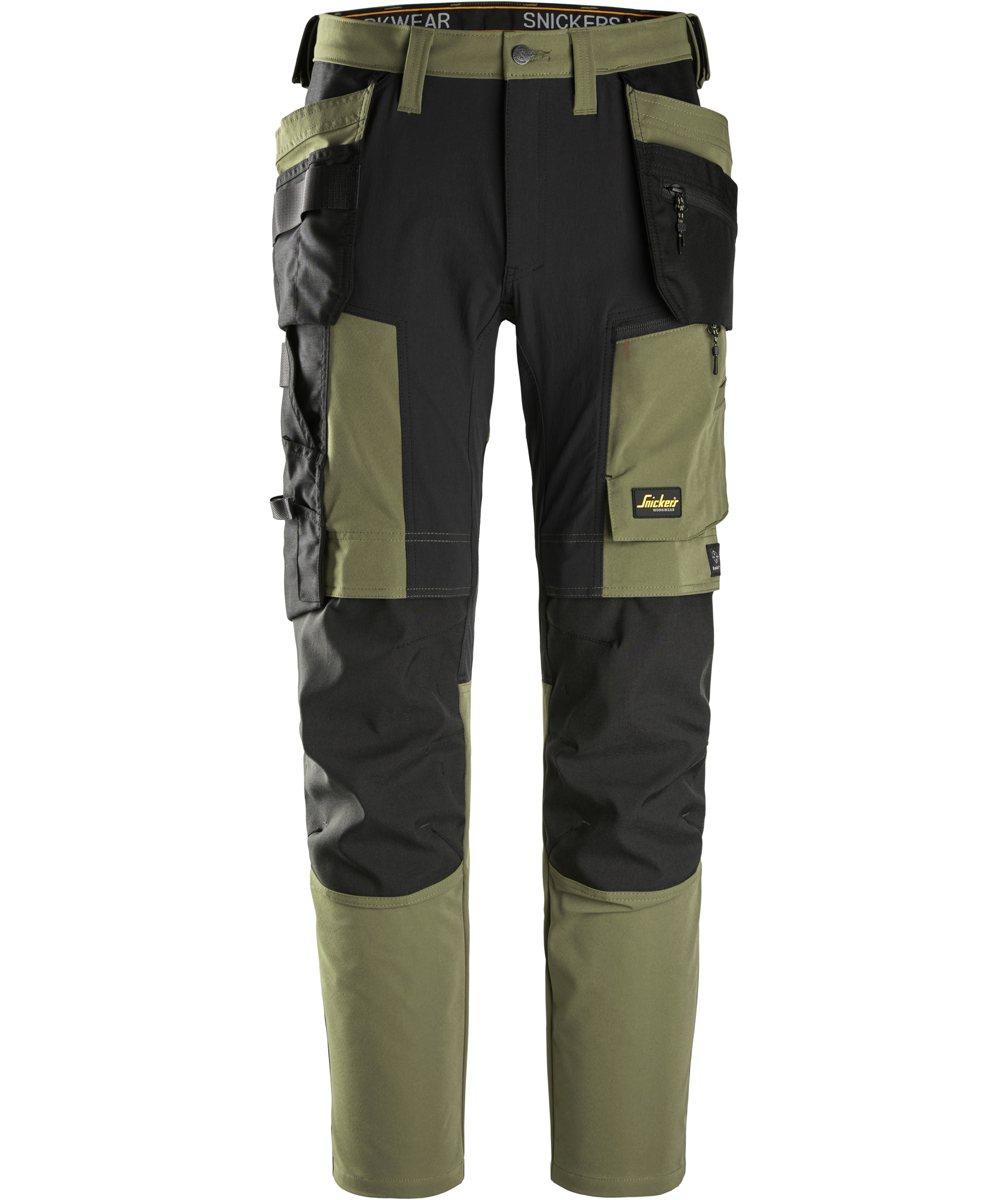 Snickers AllroundWork h&aring;ndverksbukse 6218 full stretch, Khaki Green/Black, Khaki Green/Black, swatch