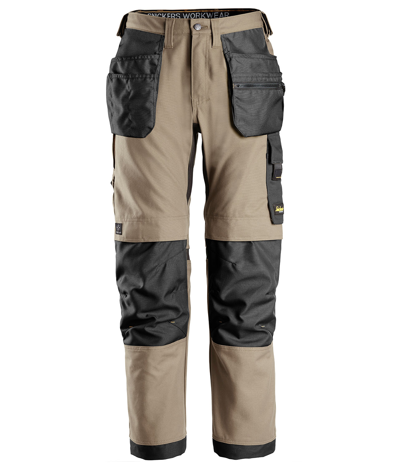 Snickers AllroundWork Canvas+ h&aring;ndv&aelig;rkerbukser 6224, Khaki/Sort, Khaki/Sort, swatch