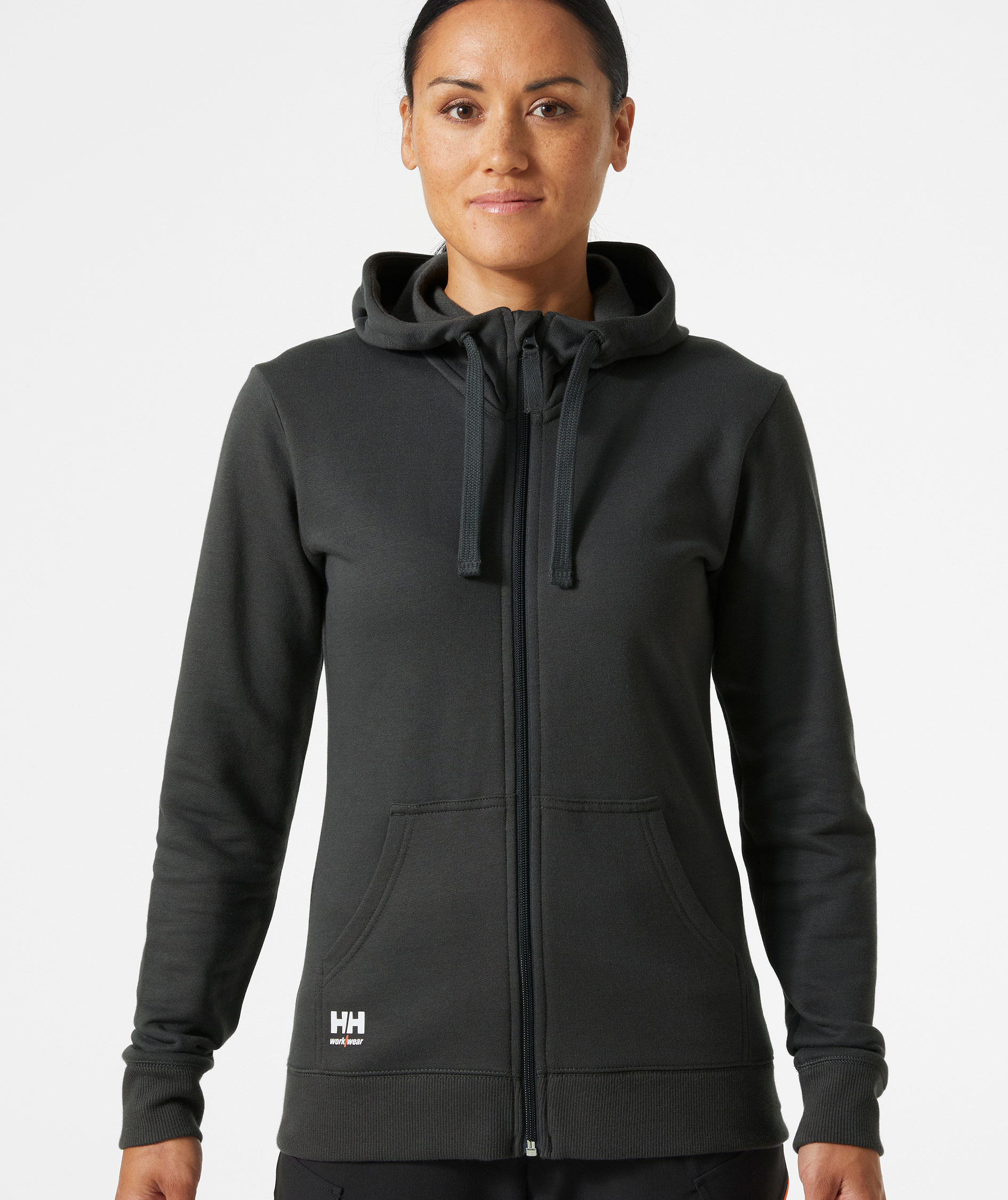 Helly Hansen Classic dame hettegenser med glidel&aring;s, Dark Grey