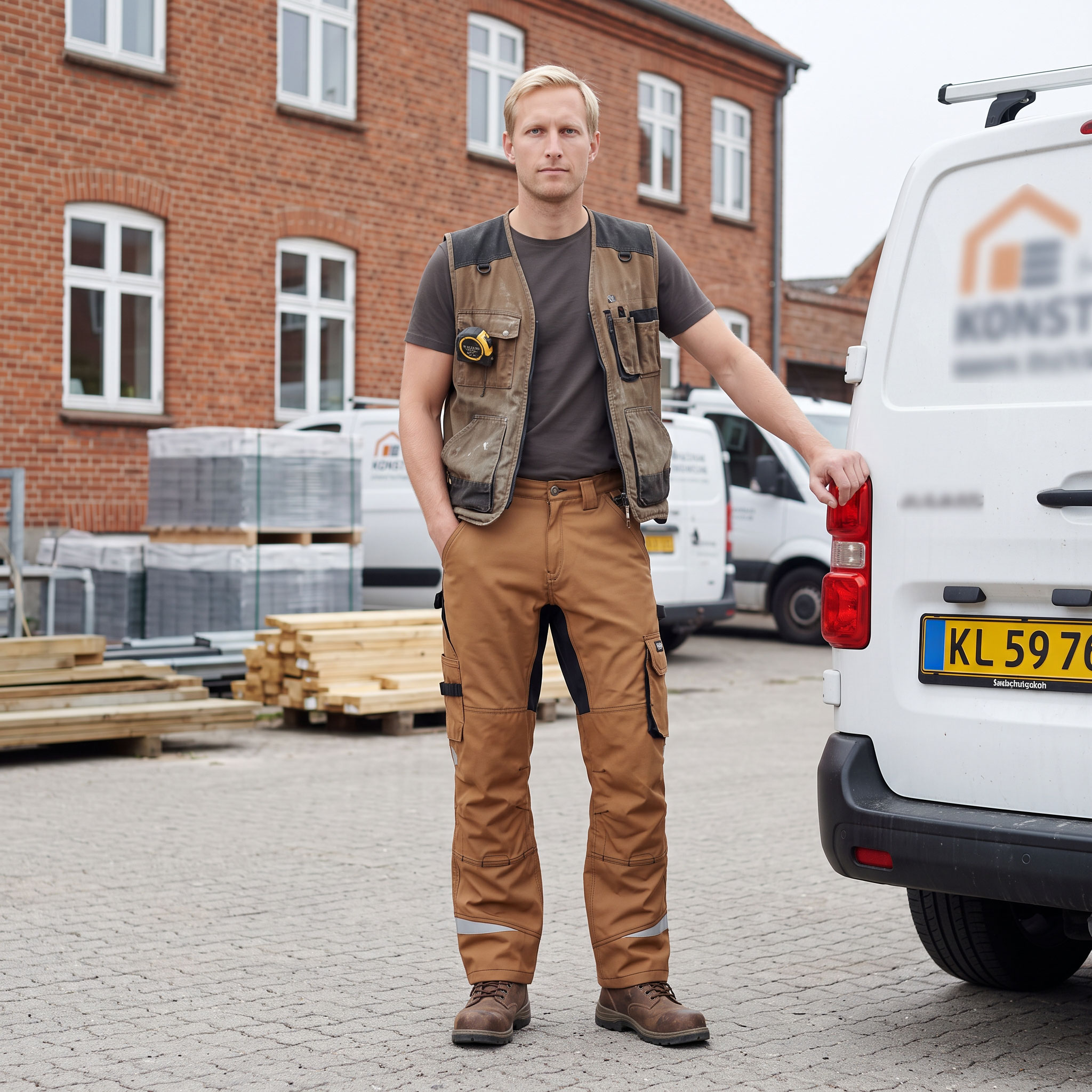 J.A.K. arbejdsbukser 1601, Camel/Sort