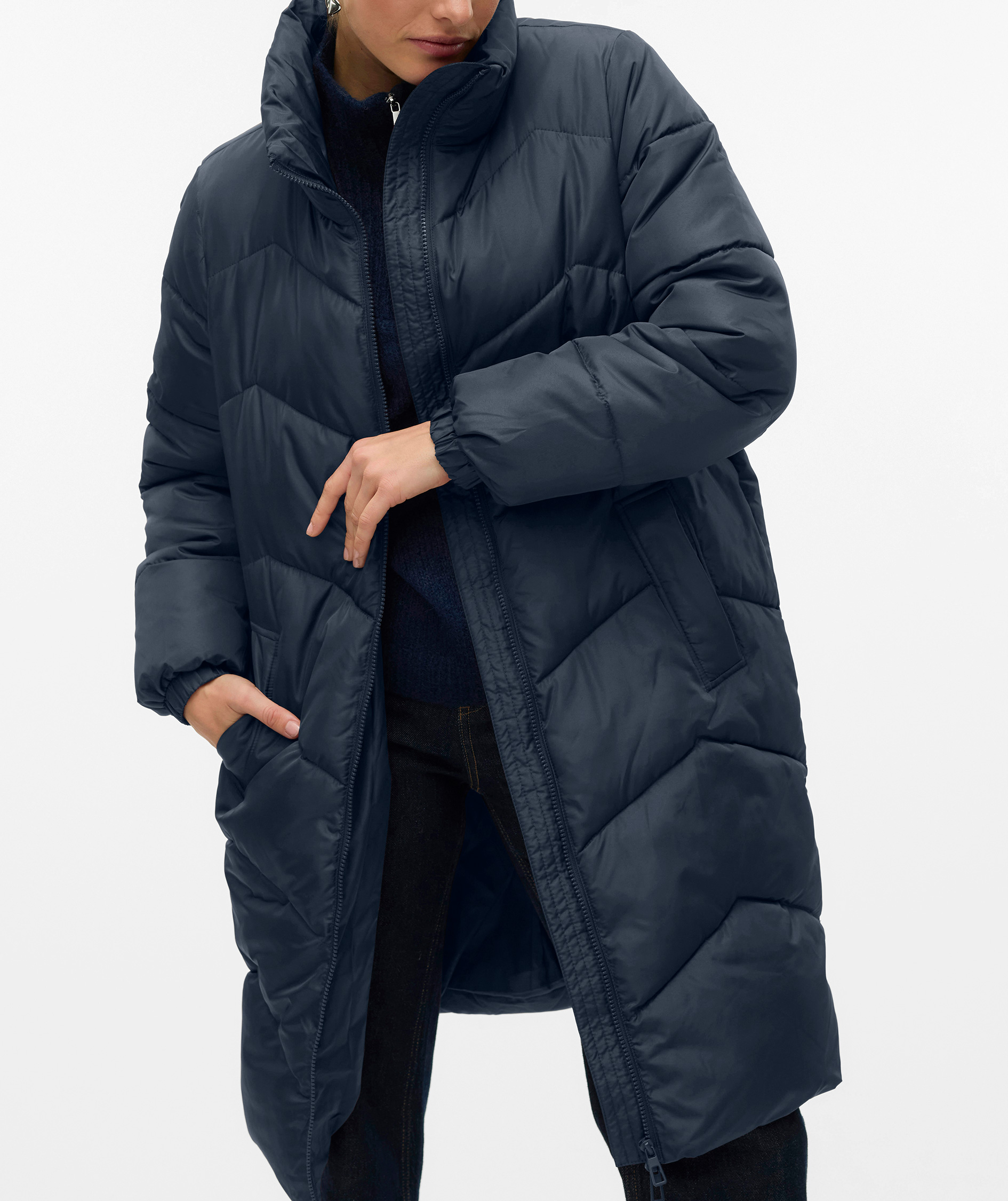 Vero Moda VMLIGARIO women's long quilted jacket, Navy Blazer, large image number 3