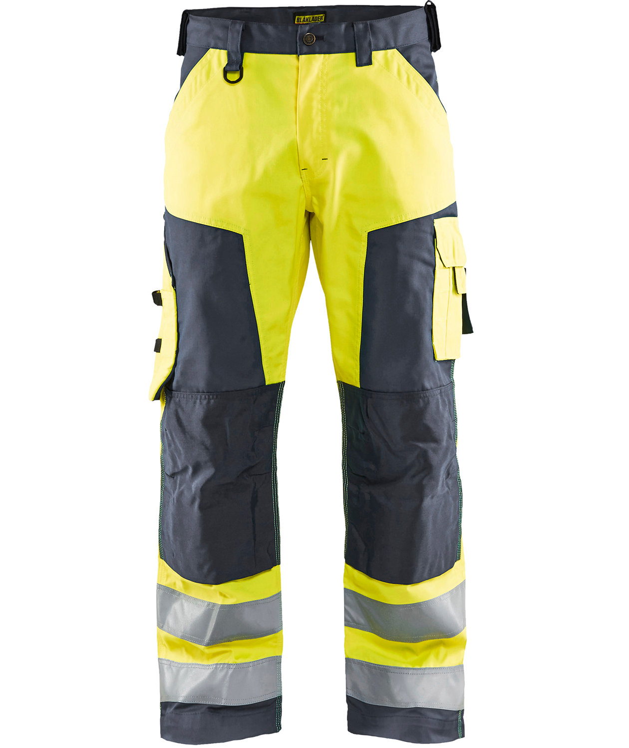 Bl&aring;kl&auml;der arbetsbyxa, Varsel Gul/Gr&aring;