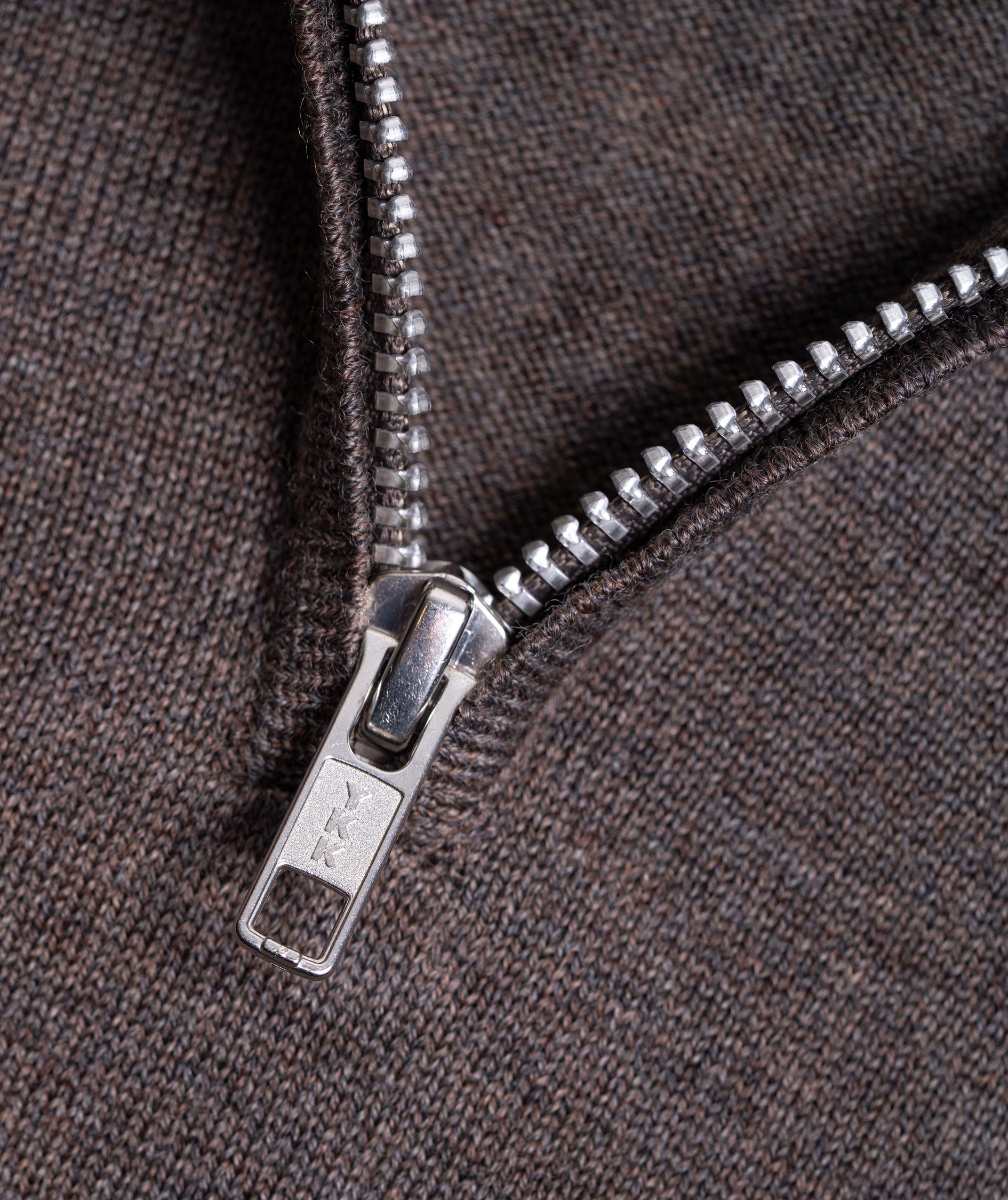 Clipper Milan stickad tr&ouml;ja med dragkedjan, Dark Khaki Melange