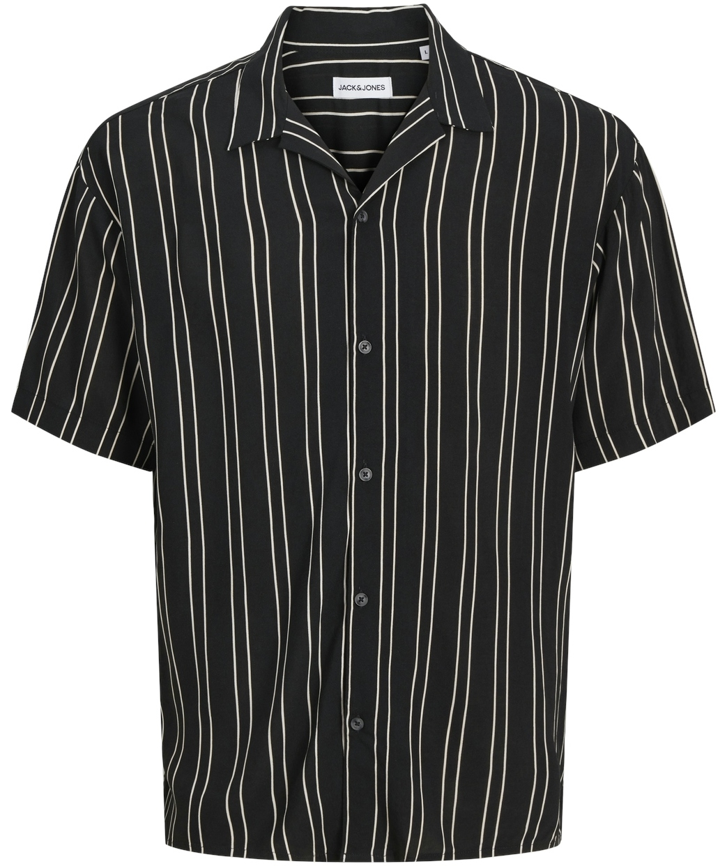 Jack & Jones JJEJEFF STRIPE RESORT kort&auml;rmad skjorta, Black