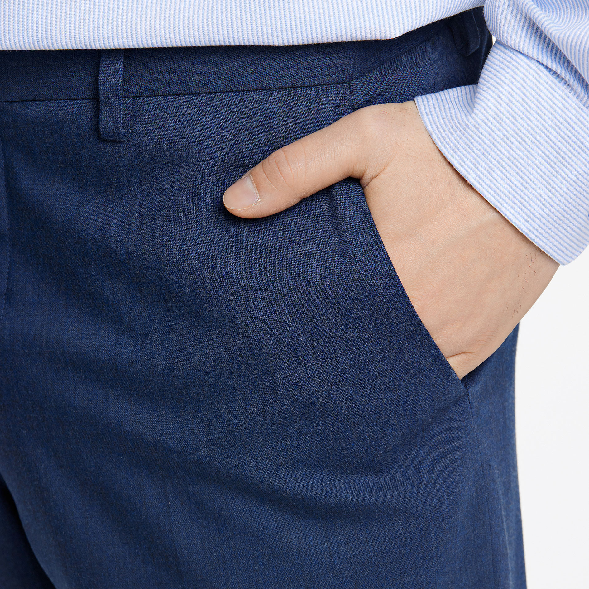 Lindbergh Modern fit habitbukser med uld, DK Navy Mel, large image number 3